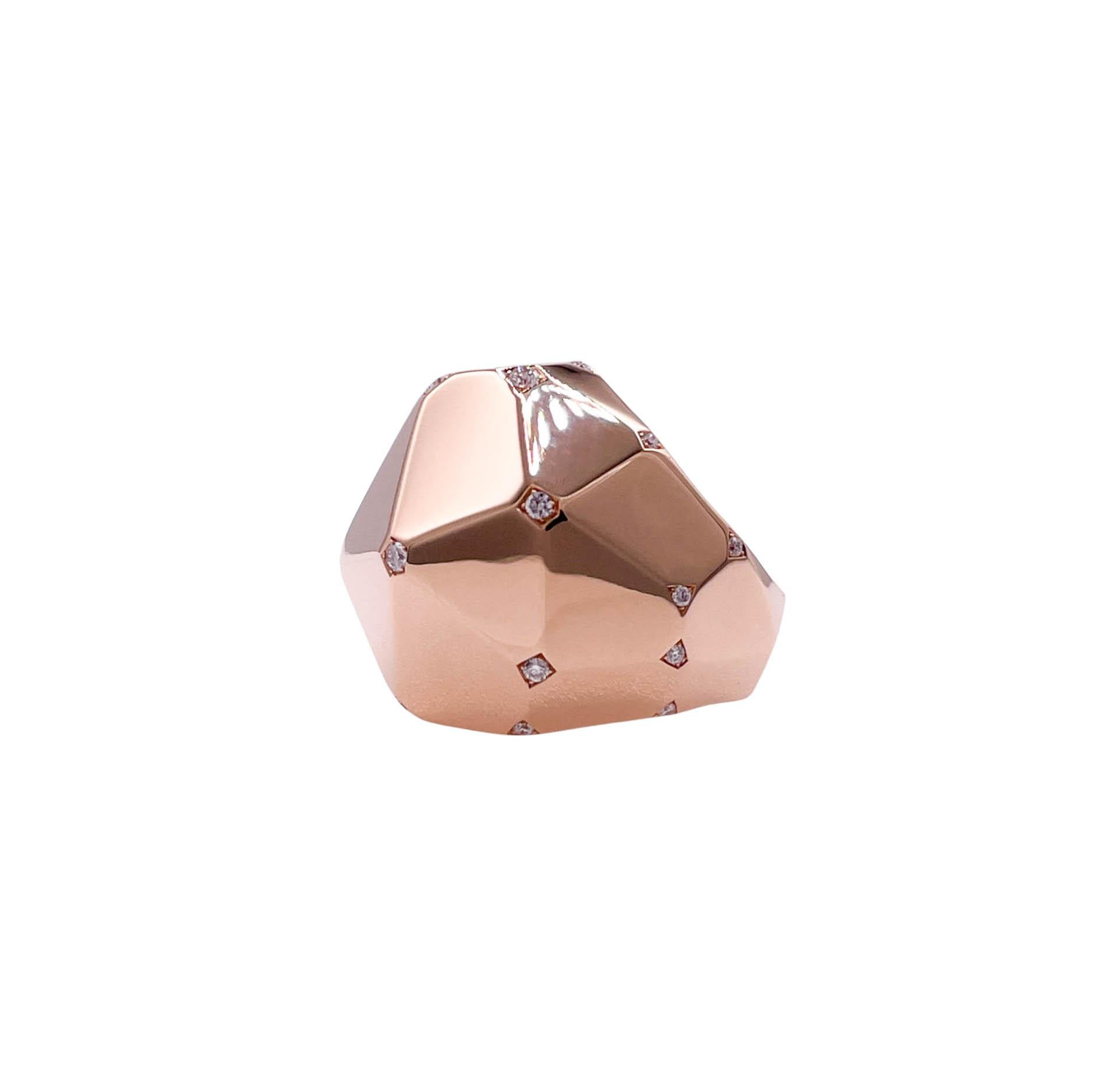 Sofragem 18k Rose Gold Diamond Geodome Cocktail Ring In Good Condition For Sale In Boca Raton, FL