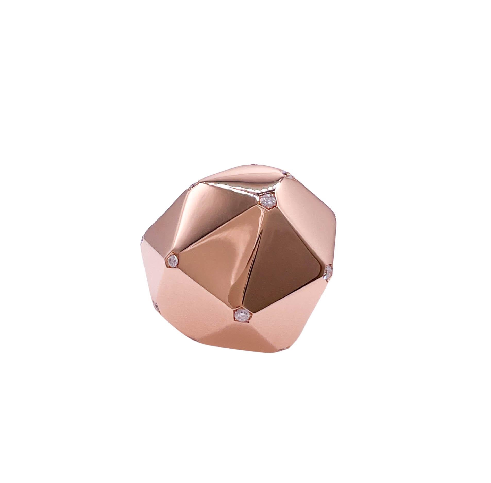 Women's Sofragem 18k Rose Gold Diamond Geodome Cocktail Ring For Sale