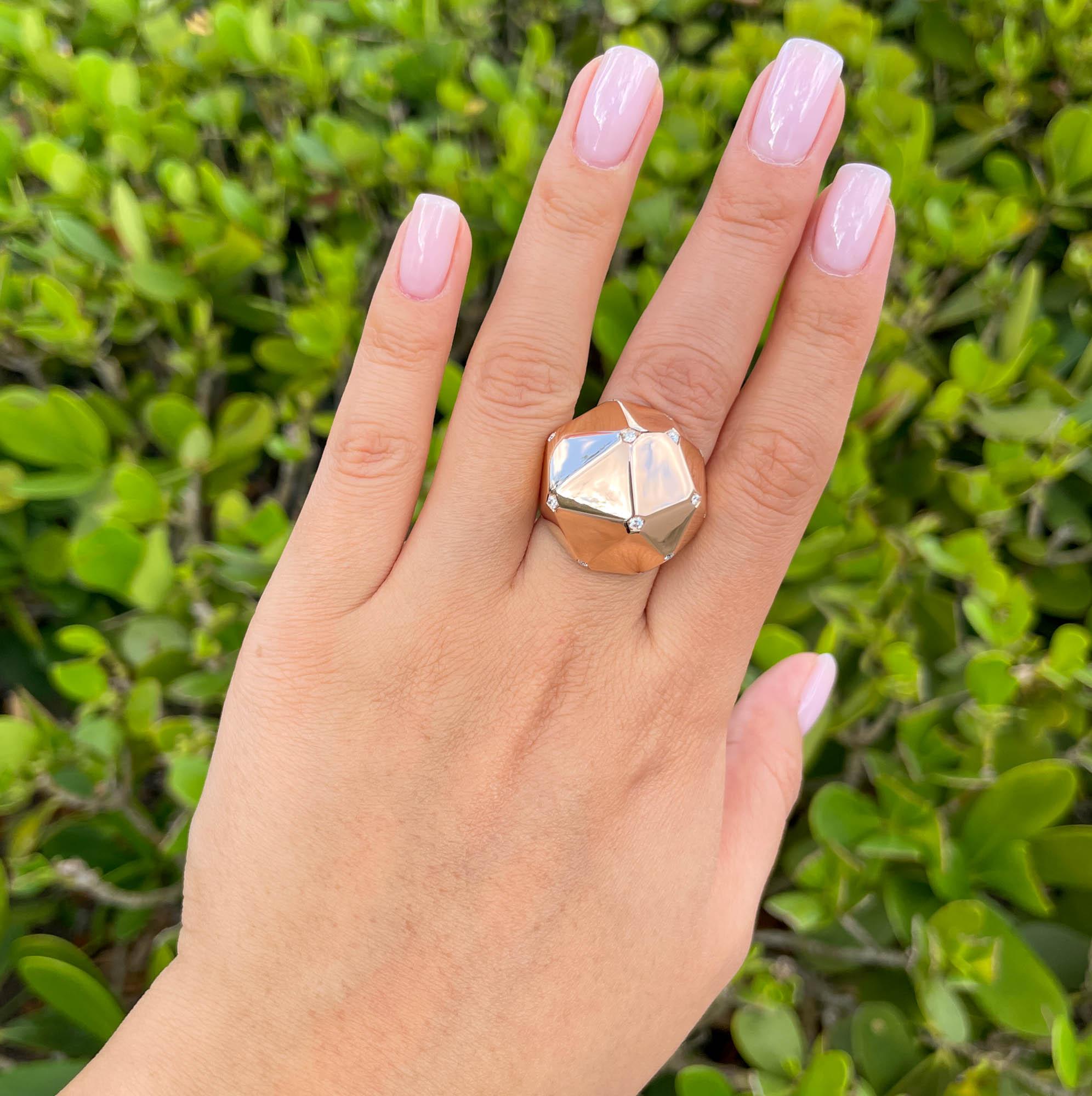 Sofragem 18k Rose Gold Diamond Geodome Cocktail Ring For Sale 1