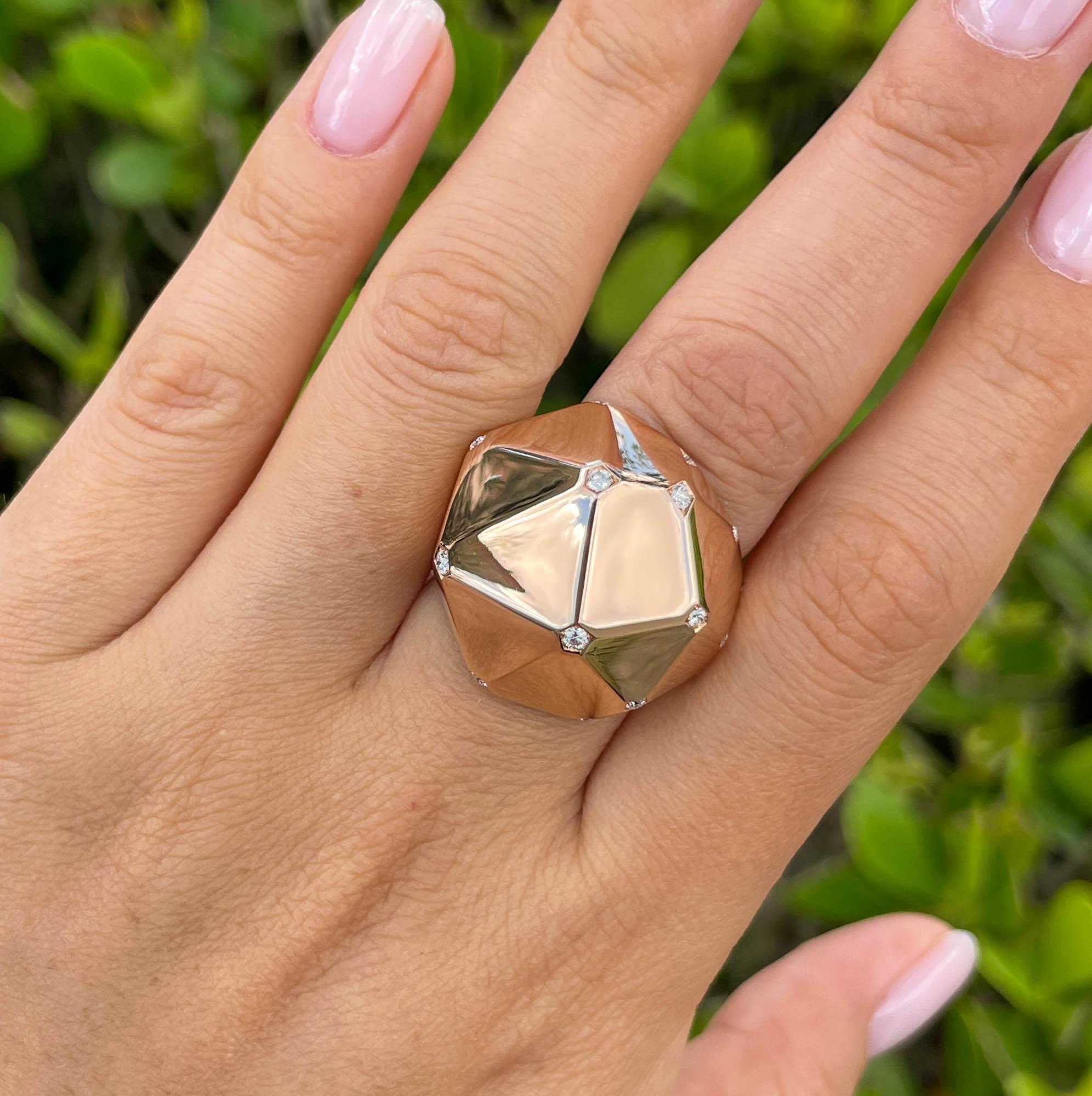 Sofragem 18k Rose Gold Diamond Geodome Cocktail Ring For Sale 2