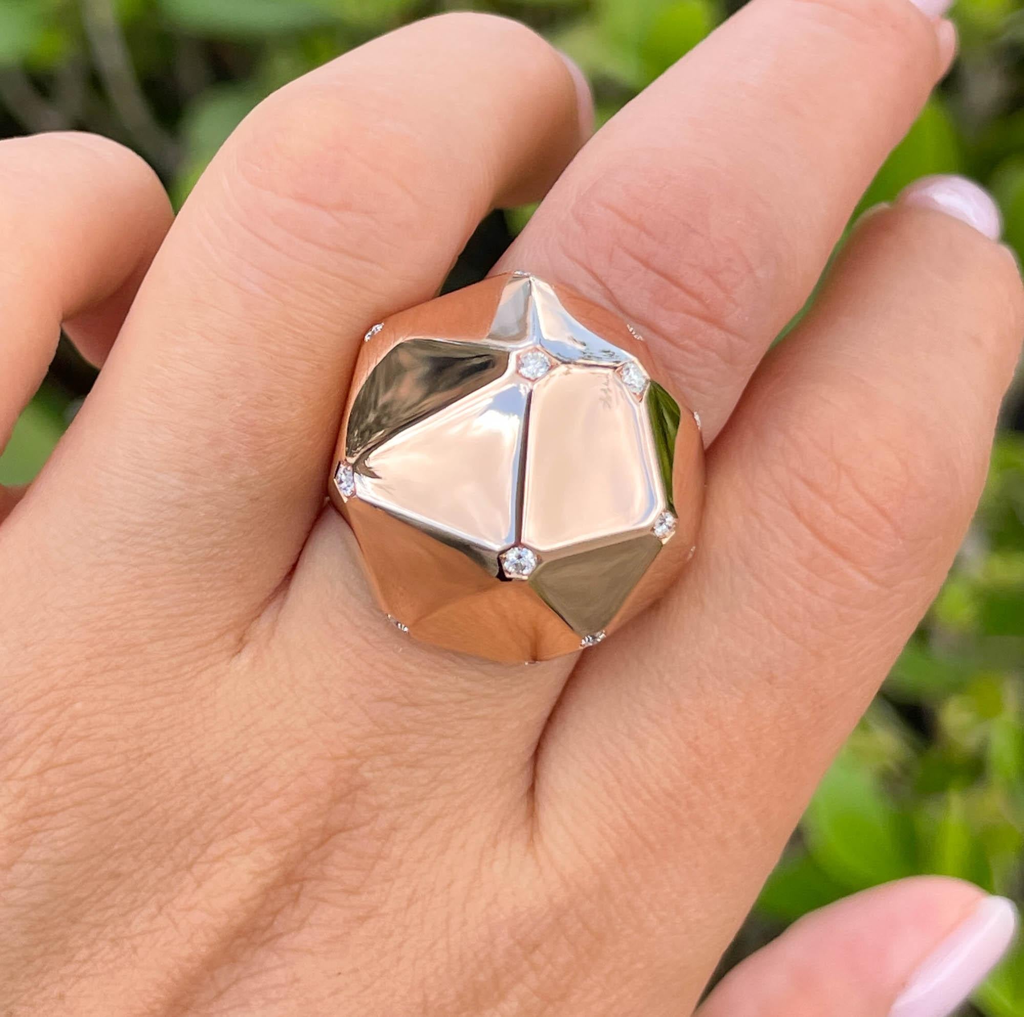Sofragem 18k Rose Gold Diamond Geodome Cocktail Ring For Sale 3