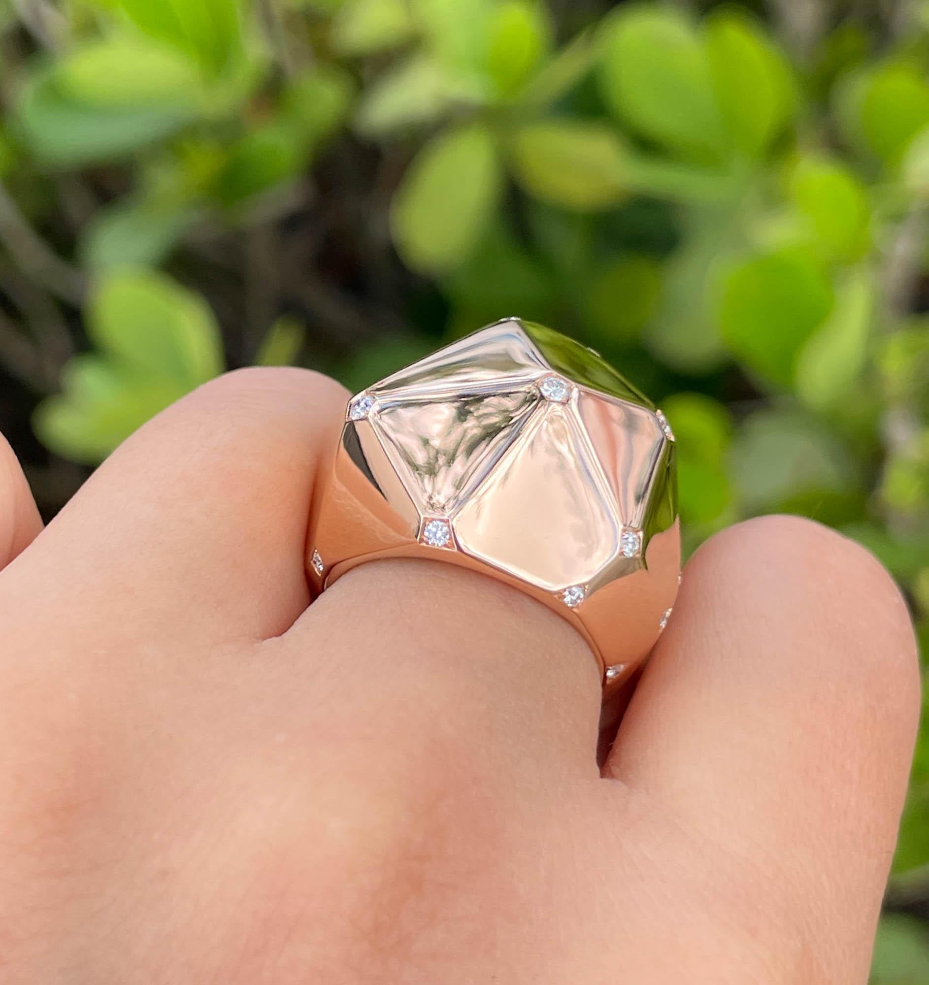Sofragem 18k Rose Gold Diamond Geodome Cocktail Ring For Sale 4