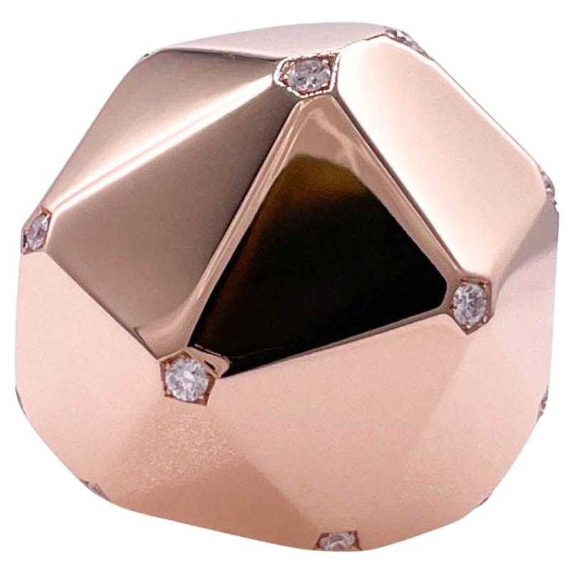 Sofragem 18k Rose Gold Diamond Geodome Cocktail Ring For Sale