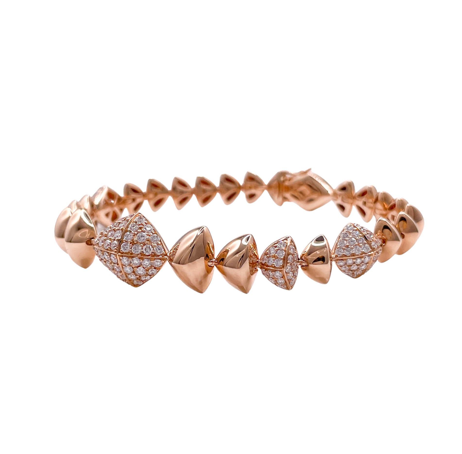 Sofragem 18k Rose Gold Diamond Geometric Bracelet In Good Condition For Sale In Boca Raton, FL