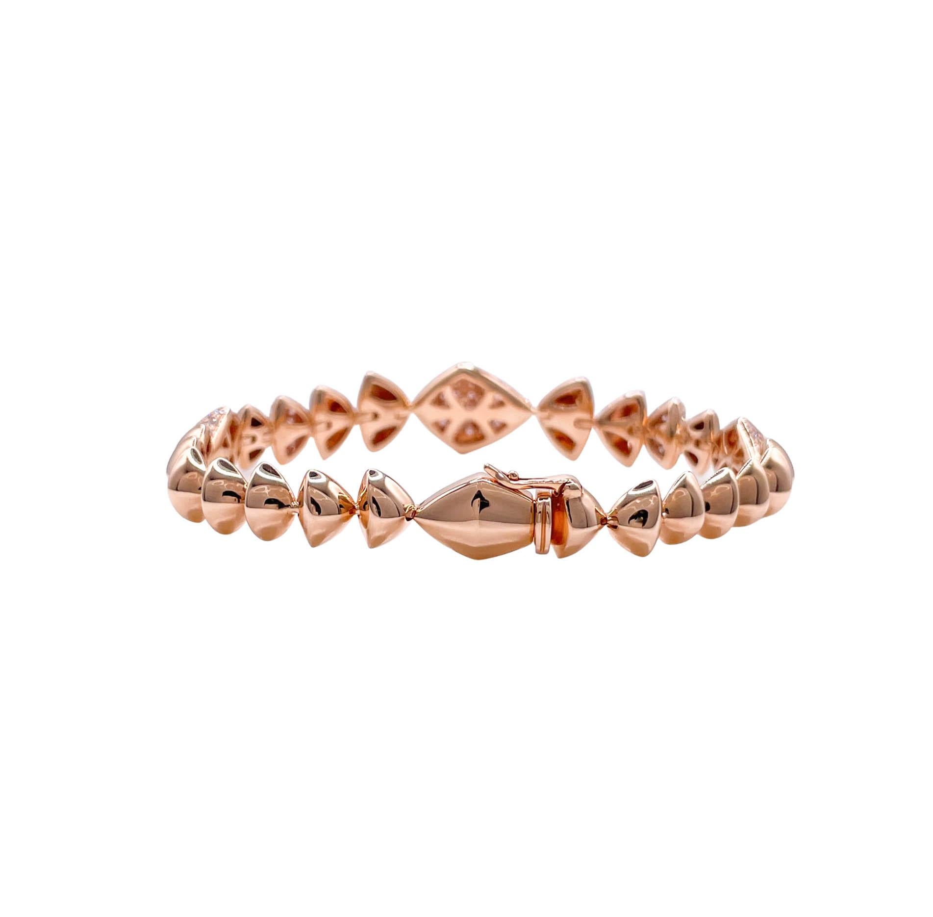 Women's or Men's Sofragem 18k Rose Gold Diamond Geometric Bracelet For Sale