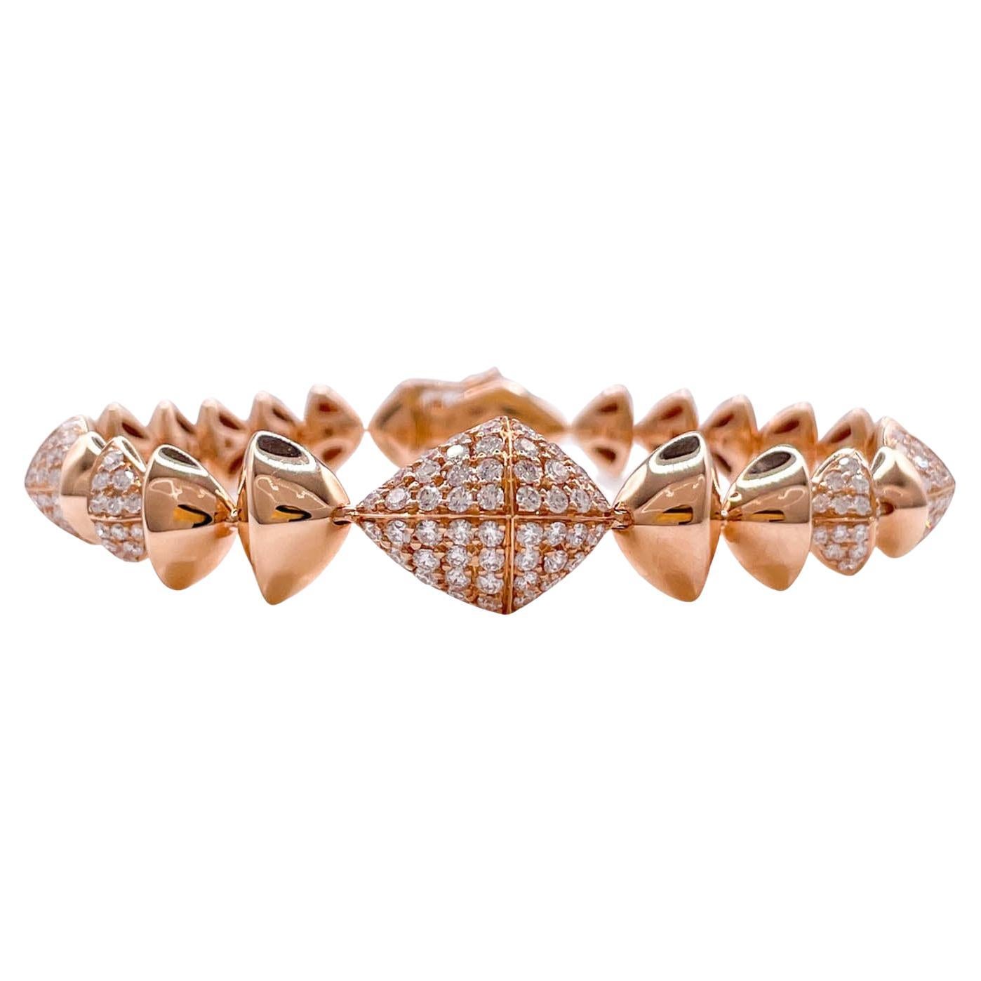 Sofragem 18k Rose Gold Diamond Geometric Bracelet For Sale
