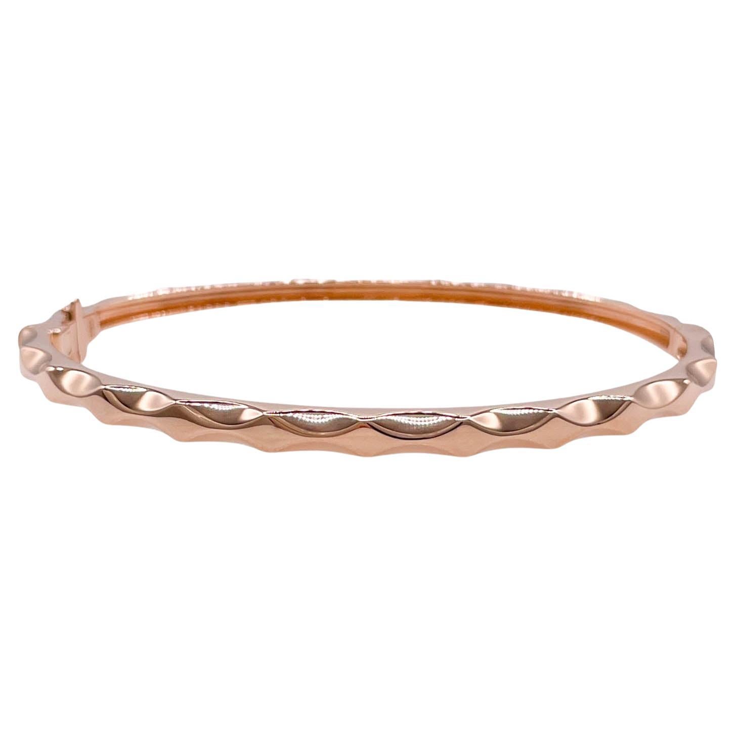 Sofragem 18k Rose Gold Textured Bangle Bracelet For Sale