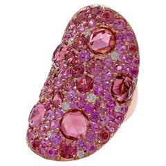 Anello cocktail con tormalina, zaffiro e diamante in oro rosa 18k Sofragem