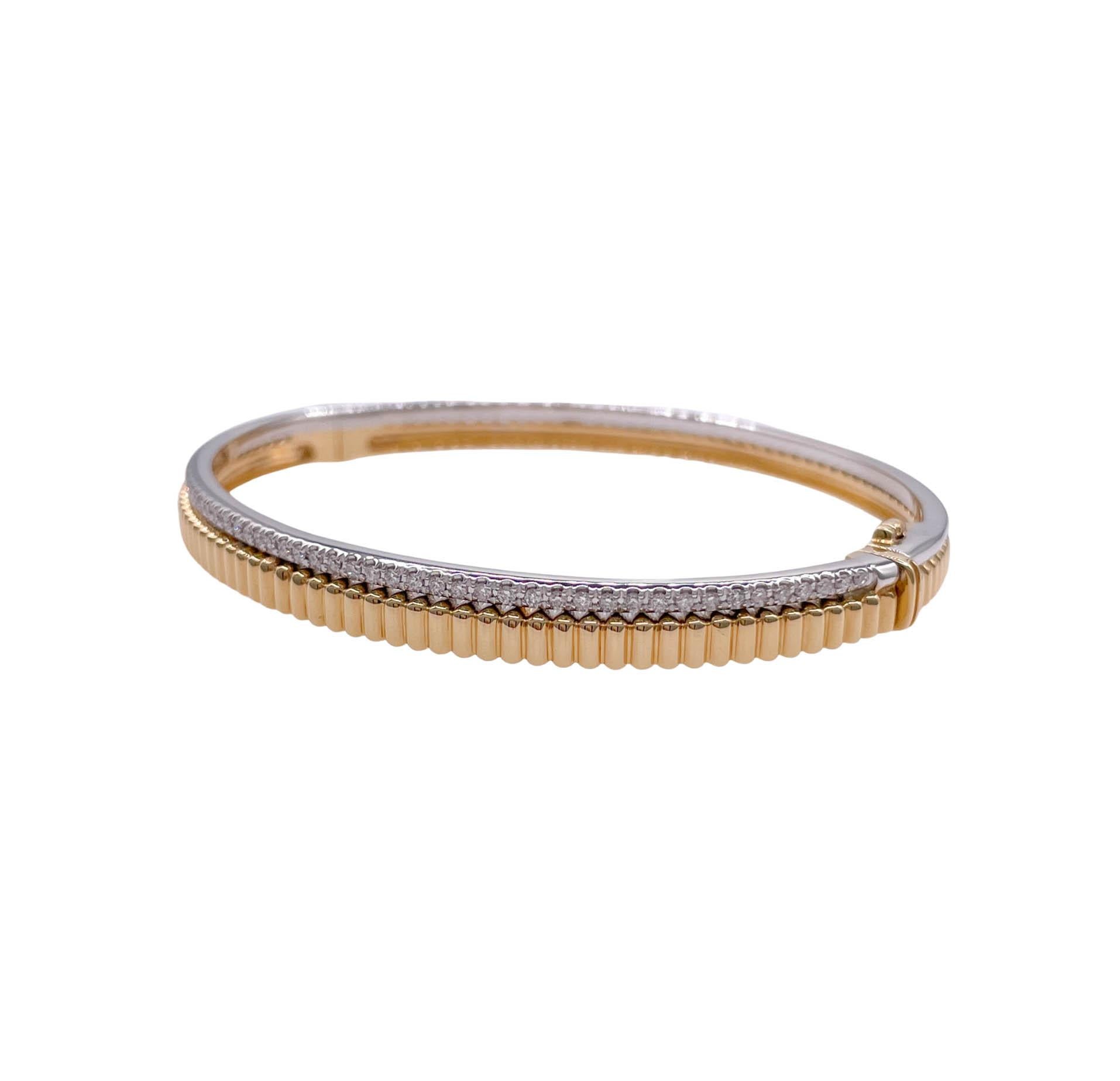 Armreif aus 18 Karat zweifarbigem Gold mit Diamanten im Sofragem-Stil für Damen oder Herren