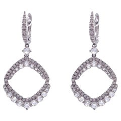 Sofragem Boucles d'oreilles pendantes en or blanc 18 carats avec diamants et bordures graduées