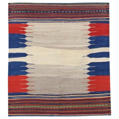 Sofreh Oriental Flatwoven Kilim Rug Traditional Vintage Minimal Rug -116x128cm