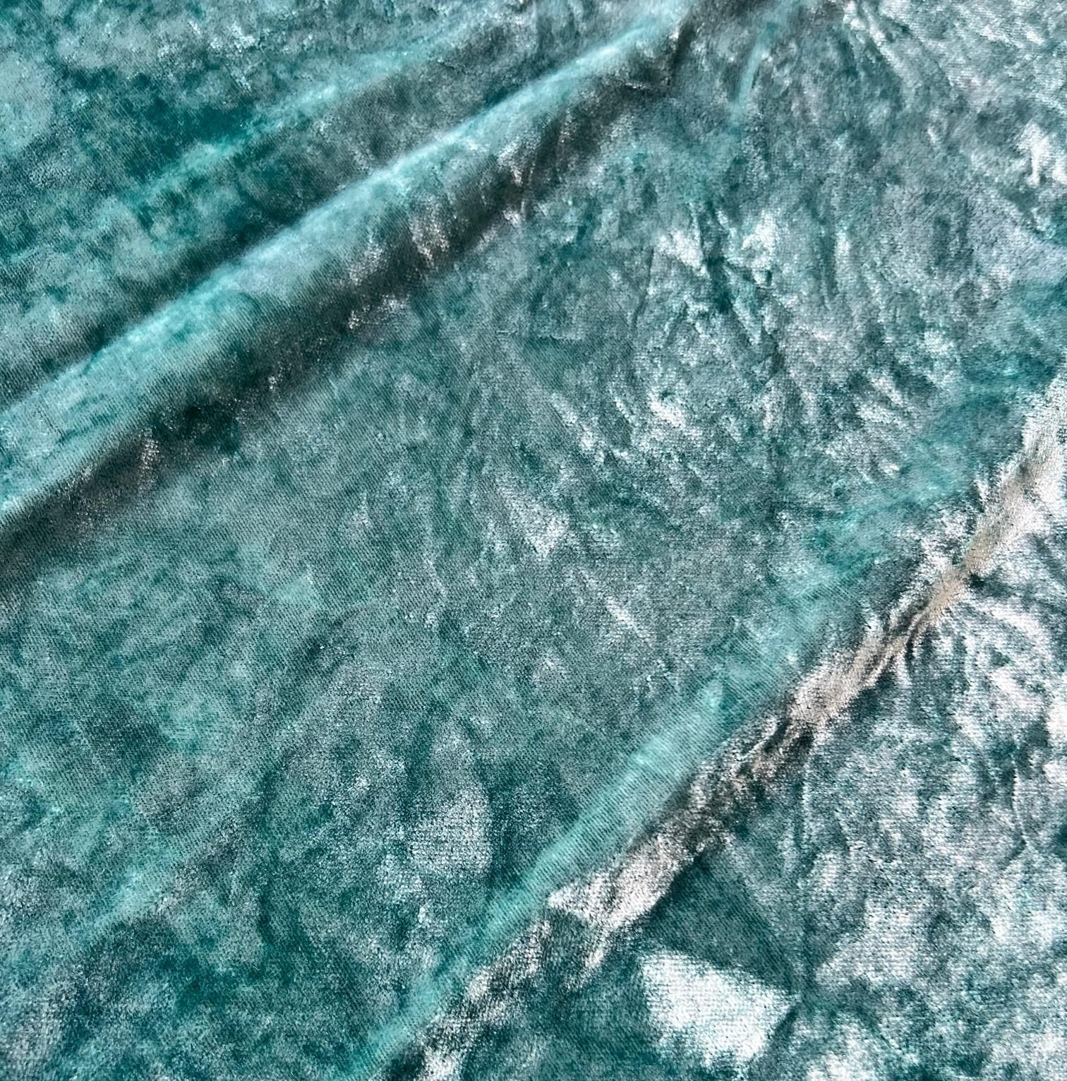 Modern Soft and Tactile Hand Dyed Fortuny Silk Velvet in Teal - 2.25 yards For Sale