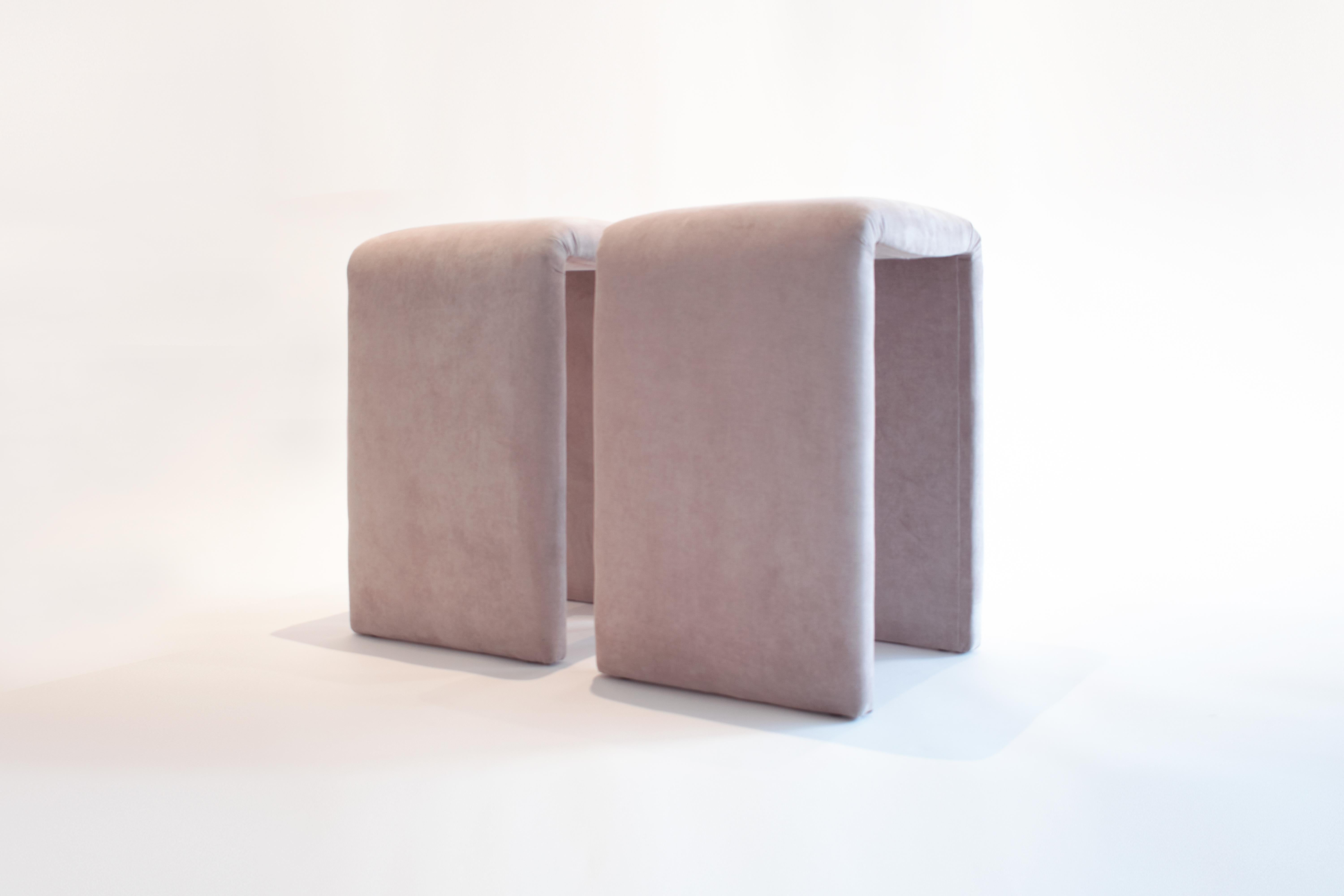 Européen Tabourets de bar souples rose pastel en vente