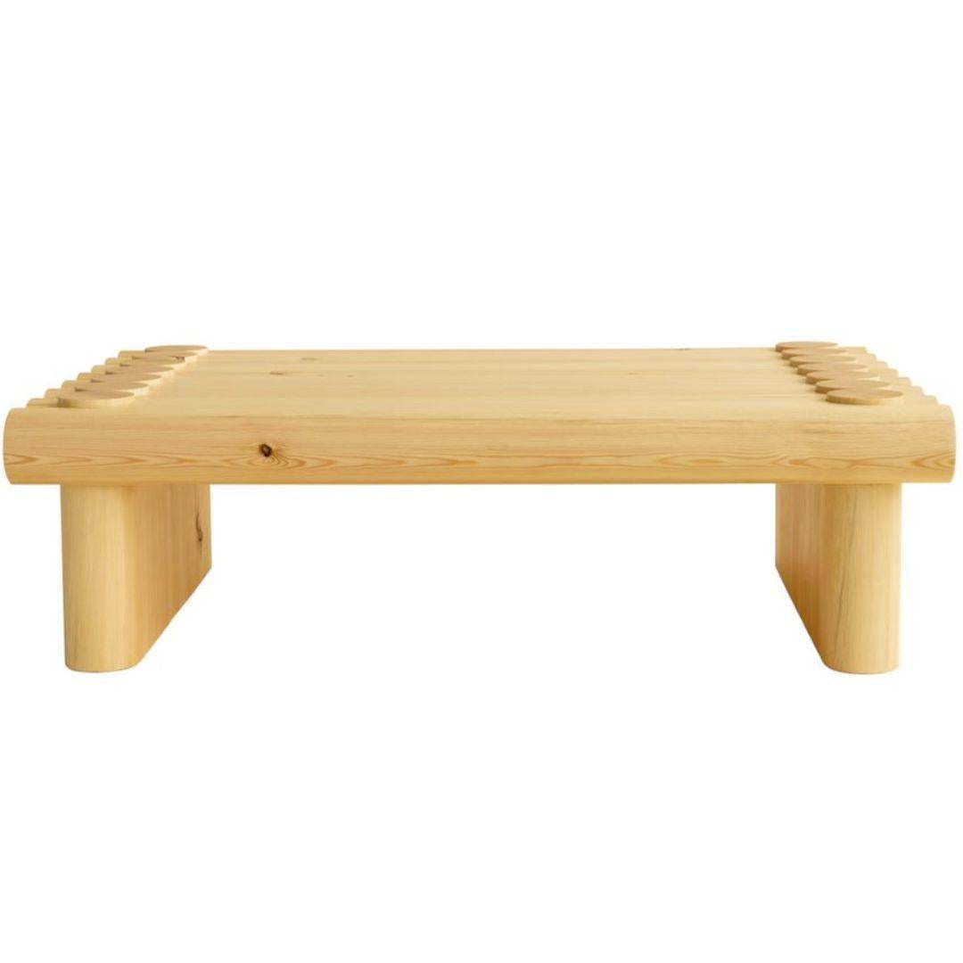 Mid-Century Modern Soft Baroque '004' Coffee Table in Solid Finnish Pine Wood for Vaarnii For Sale