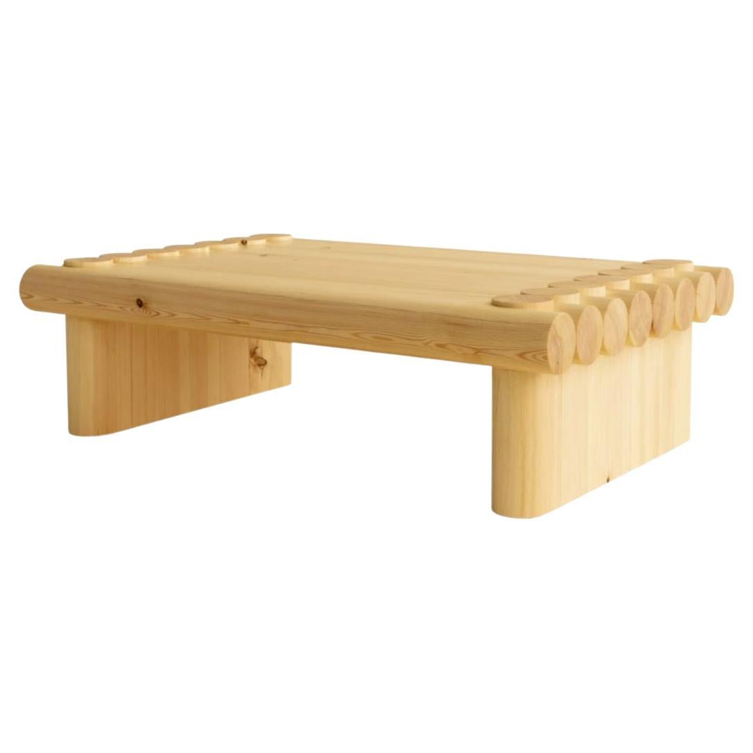 Soft Baroque '004' Coffee Table in Solid Finnish Pine Wood for Vaarnii For Sale