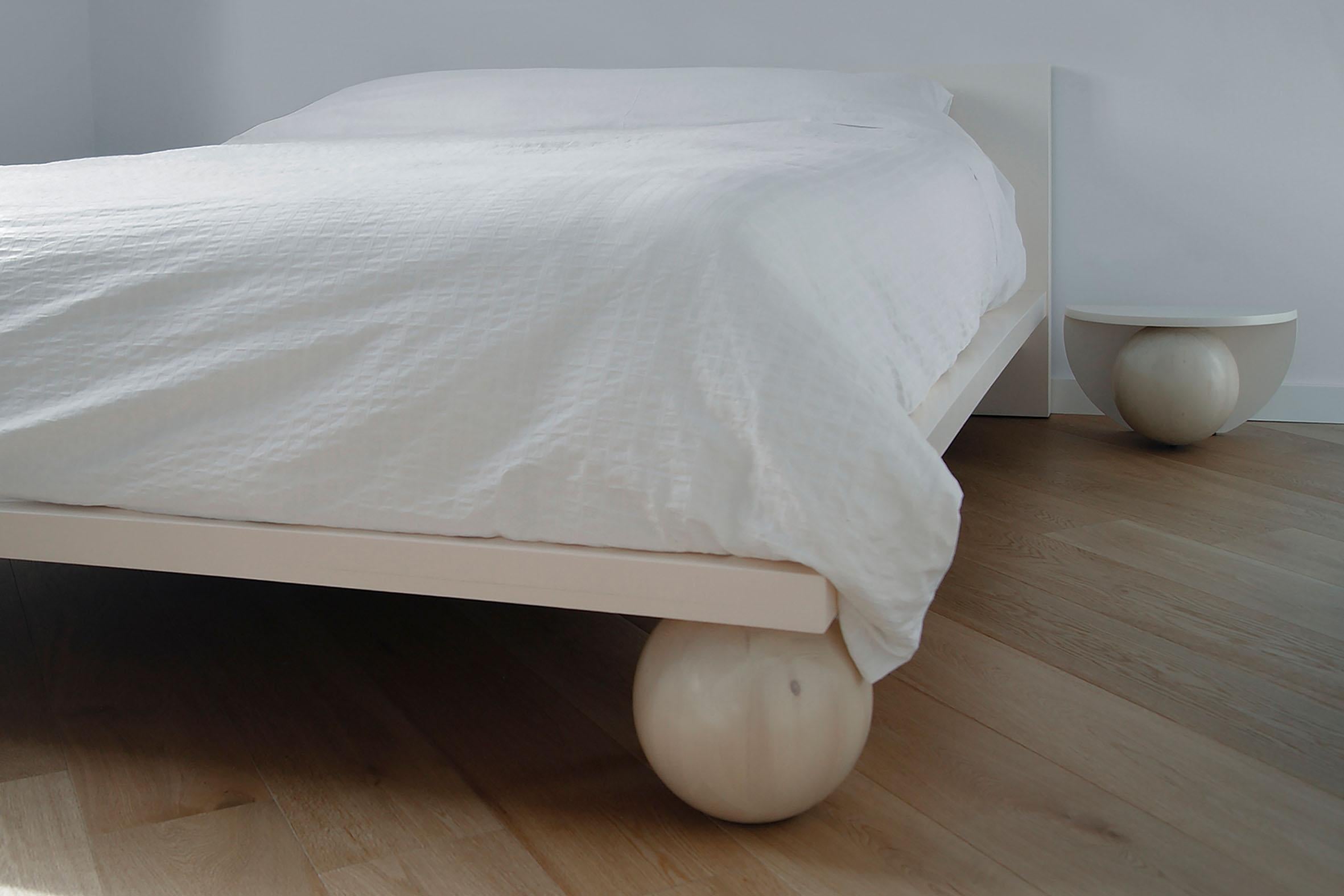 Soft bed by Studio Christinekalia
Dimensions: W 180 x D 220 x H 75 cm.
Materials: Swedish pine solid wood. 

The SOFT collection evolved naturally as a comforting design to the previous collections of the brand. The design evokes calmness and