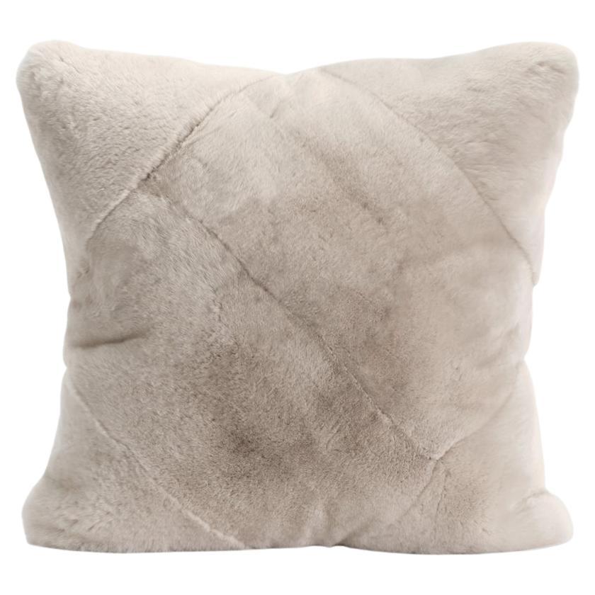 Soft Beige Brown Custom Color Superior Lapin Fur Pillow Cushion by Muchi Decor