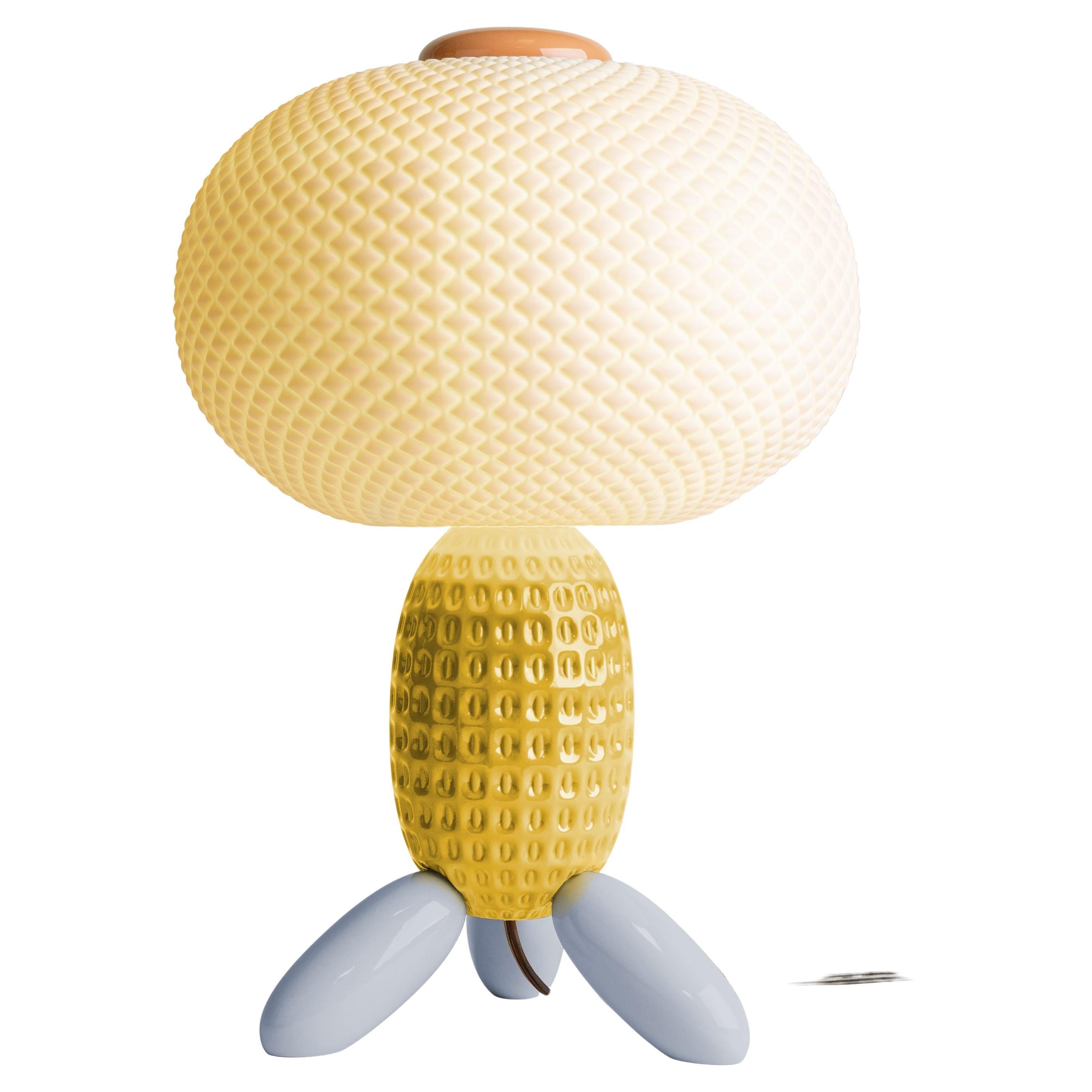 Soft Blown Table lamp. Yellow (US) For Sale