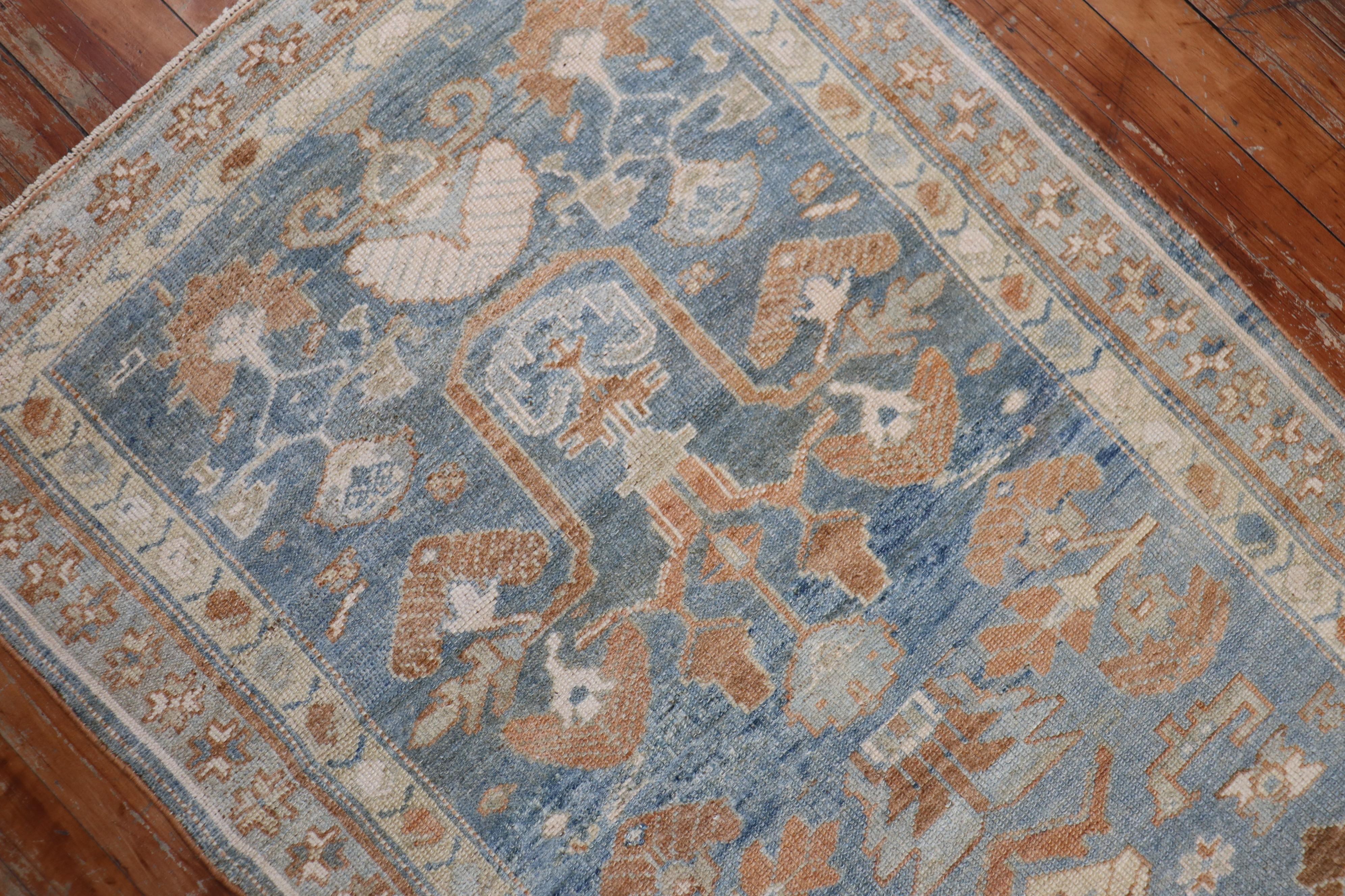 Soft Blue Antique Persian Runner In Good Condition In New York, NY