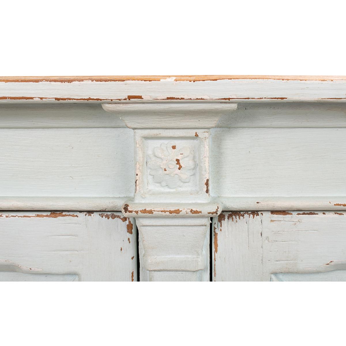 Wood Soft Blue Directoire Style Antiqued Buffet