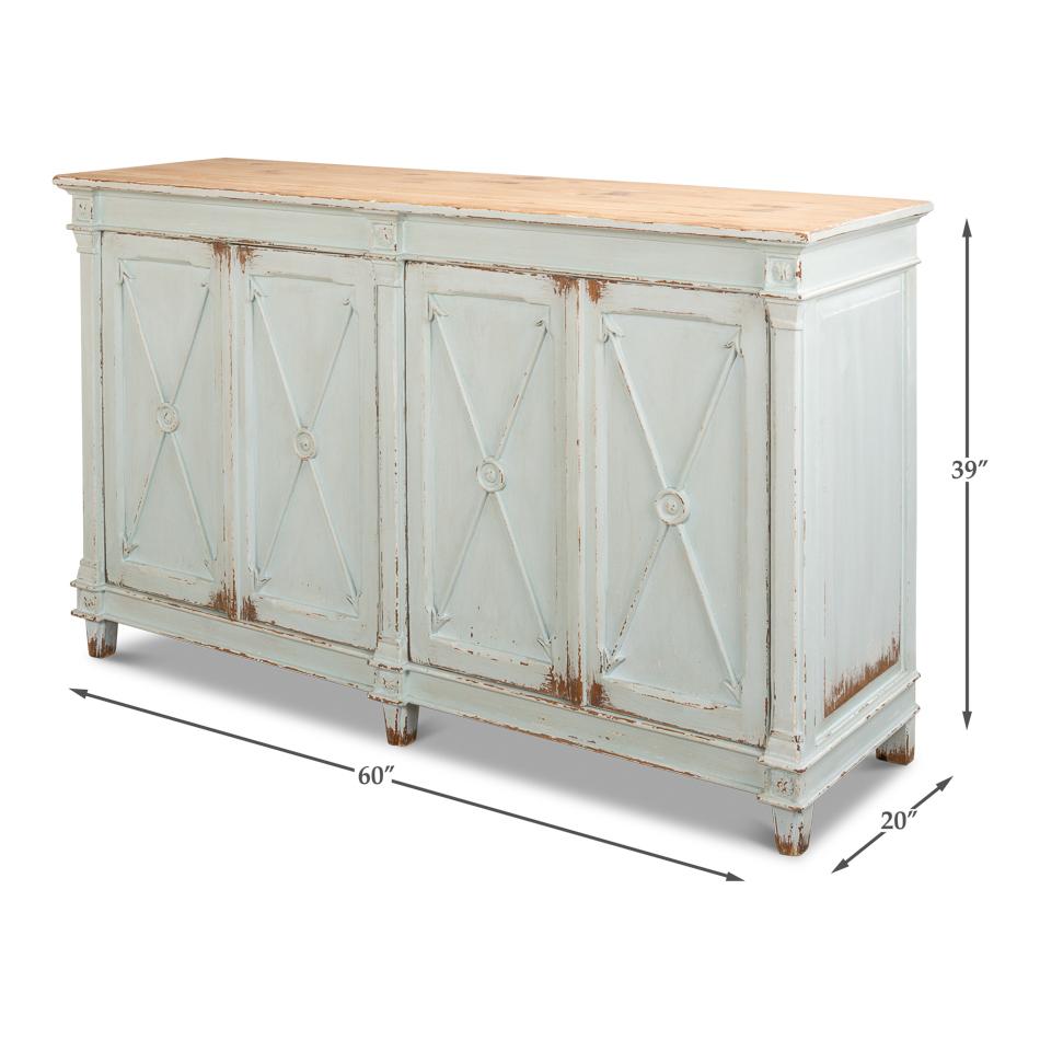 Soft Blue Directoire Style Antiqued Buffet 3