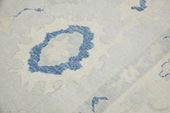 Soft Blue Floral Design Handwoven Wool Turkish Oushak Rug 10'4" X 13'9"