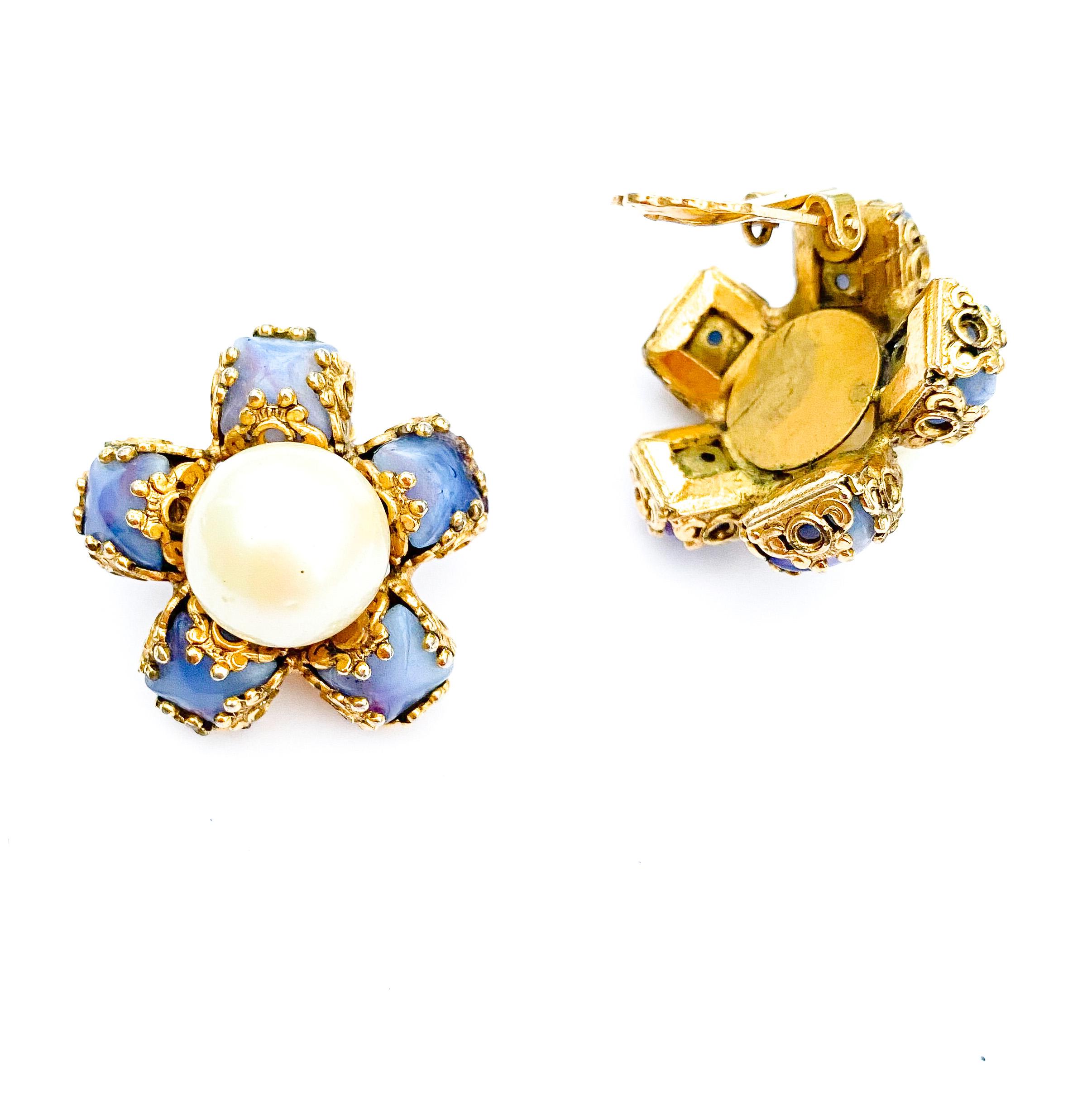 A striking pair of 'cruxiform earrings, of excellent quality and weight. Very much in the style of Chanel of this period (1960s) , they sadly are not signed, but they bear all the qualities and motifs of Maison Goossens, creator and collaborator