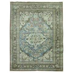Soft Blue Gray Antique Persian Tabriz Formal Early 20th Century Traditional Rug