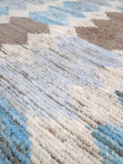 Soft Blue Neutral Turkish Tulu Rug • Organic Modern Handmade Textured Wool, 8x10