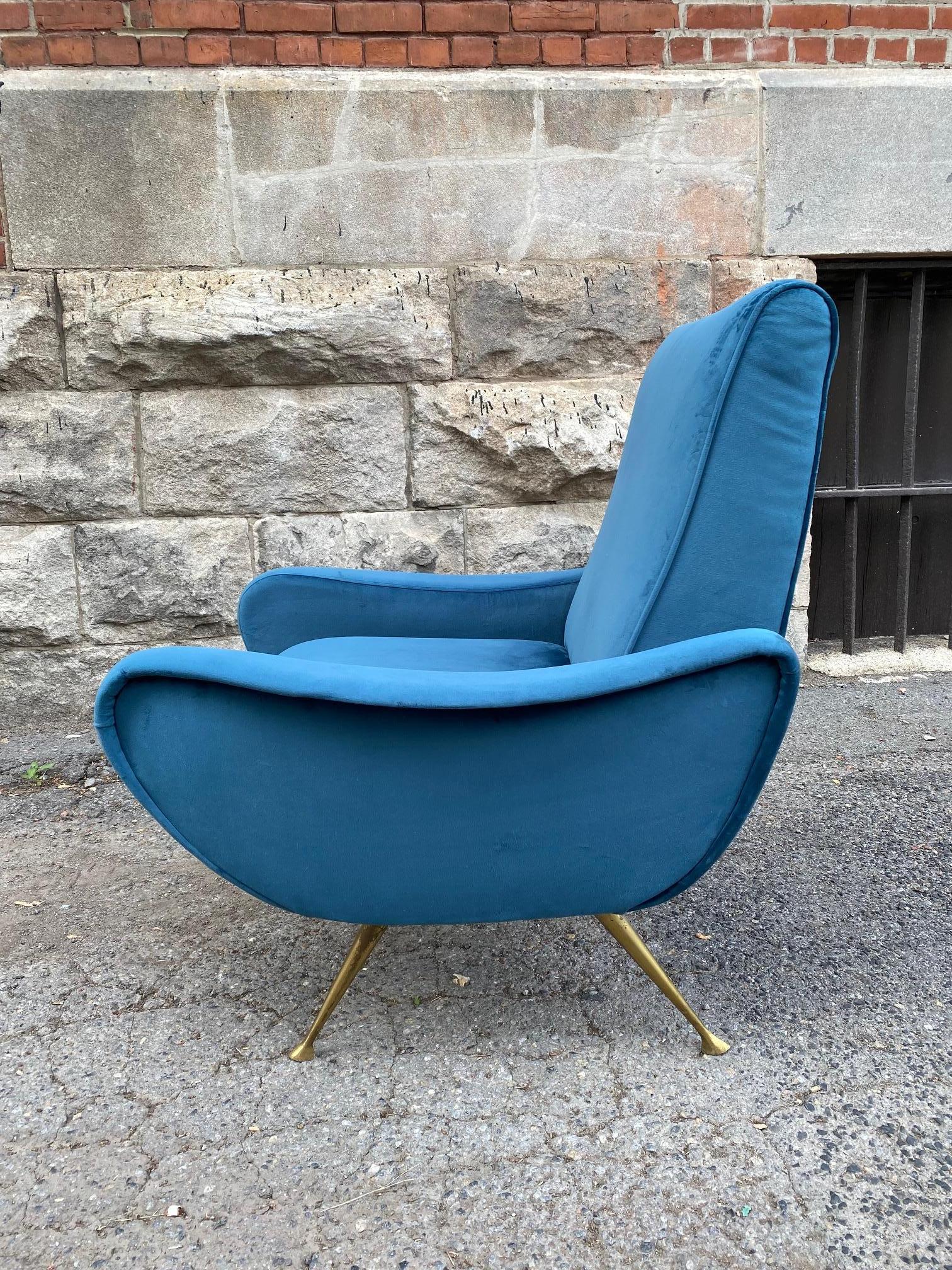 Ultrasuede Soft Blue Velvet Lady Chair in the Style of Marco Zanuso For Sale