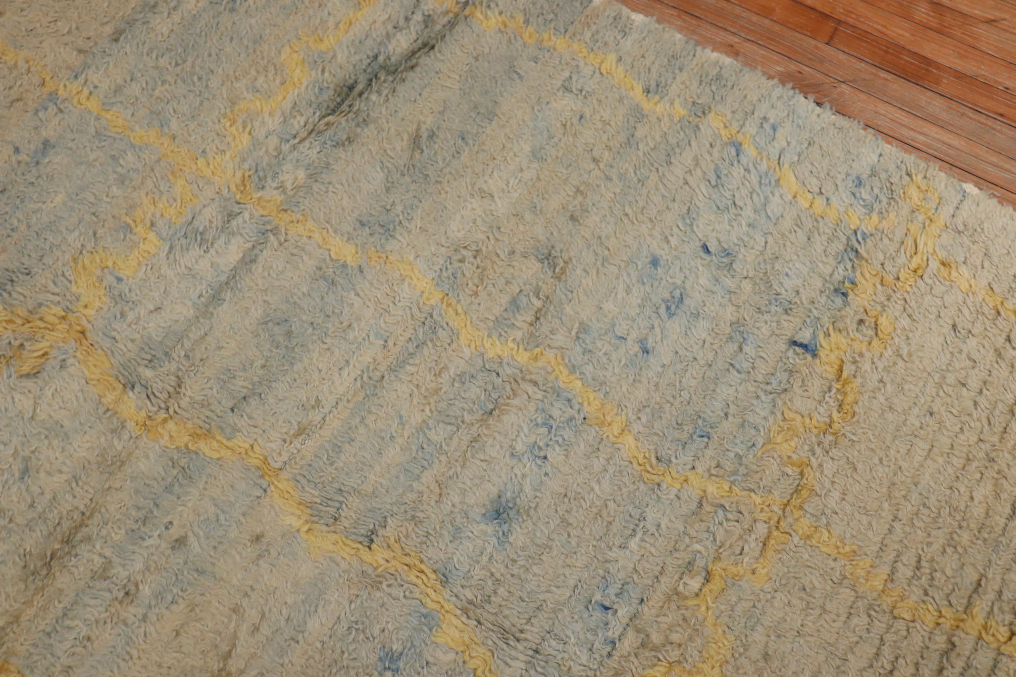 Soft Blue Yellow Turkish Shag Gallery Size Rug For Sale 3