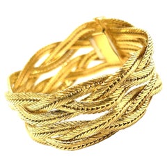 Soft Bracelet Vintage 6 Braids Yellow Gold