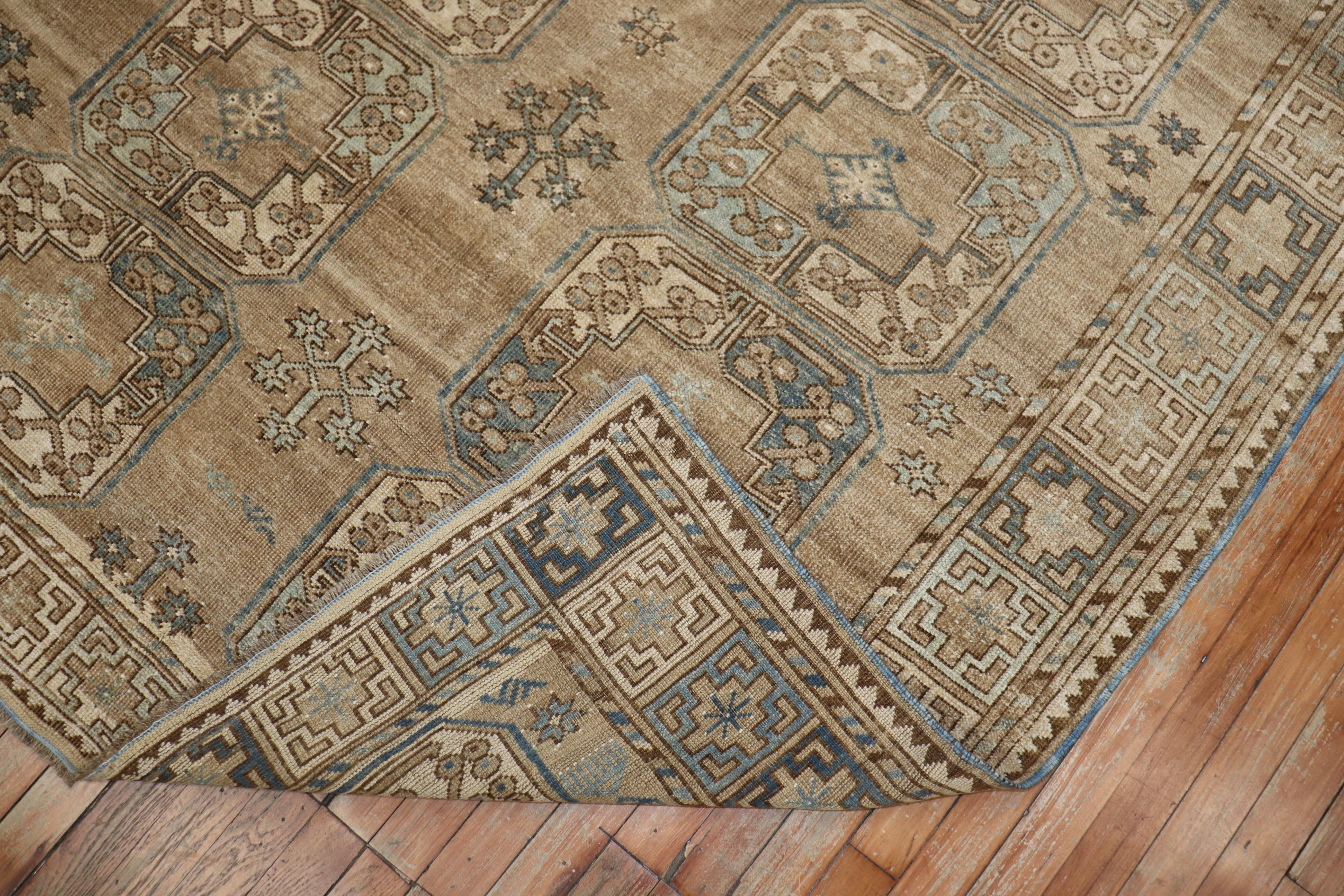 Soft Brown Denim Blue Tribal Ersari Carpet In Good Condition For Sale In New York, NY