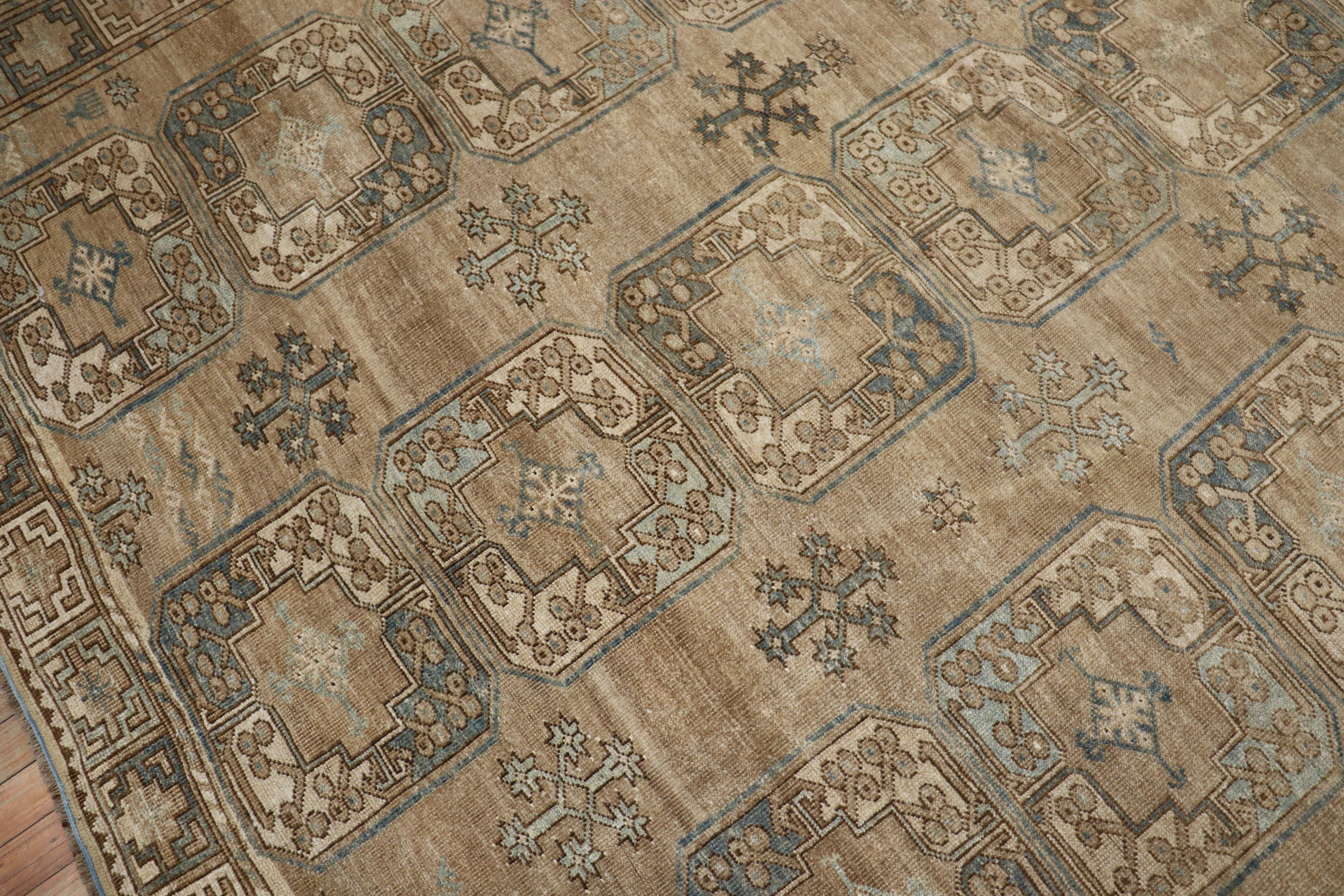 20th Century Soft Brown Denim Blue Tribal Ersari Carpet For Sale