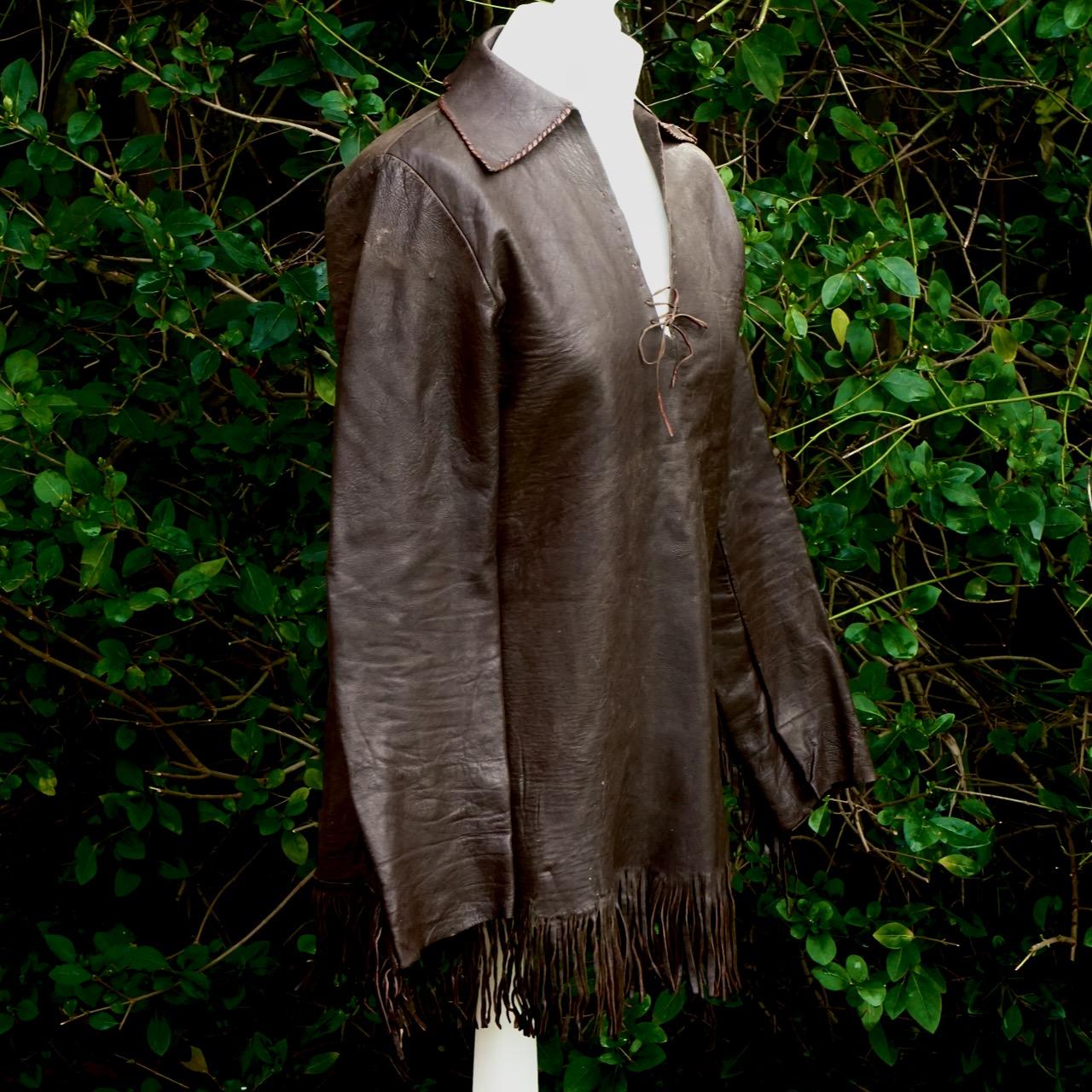 Women's or Men's Soft Brown Leather Fringed Top from Lord John of Carnaby Street, London, 1960s For Sale