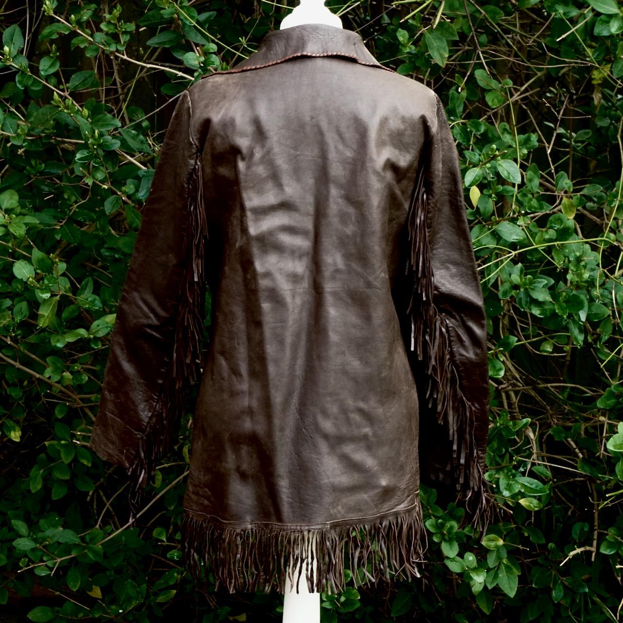 Top à franges en cuir souple Brown de Lord Johns of Carnaby Street, London, années 1960 en vente 1