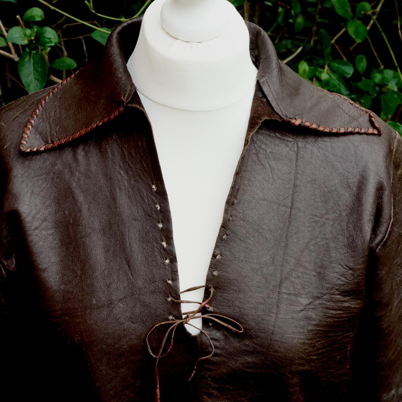 Soft Brown Leather Fringed Top from Lord John of Carnaby Street, London, 1960s For Sale 2