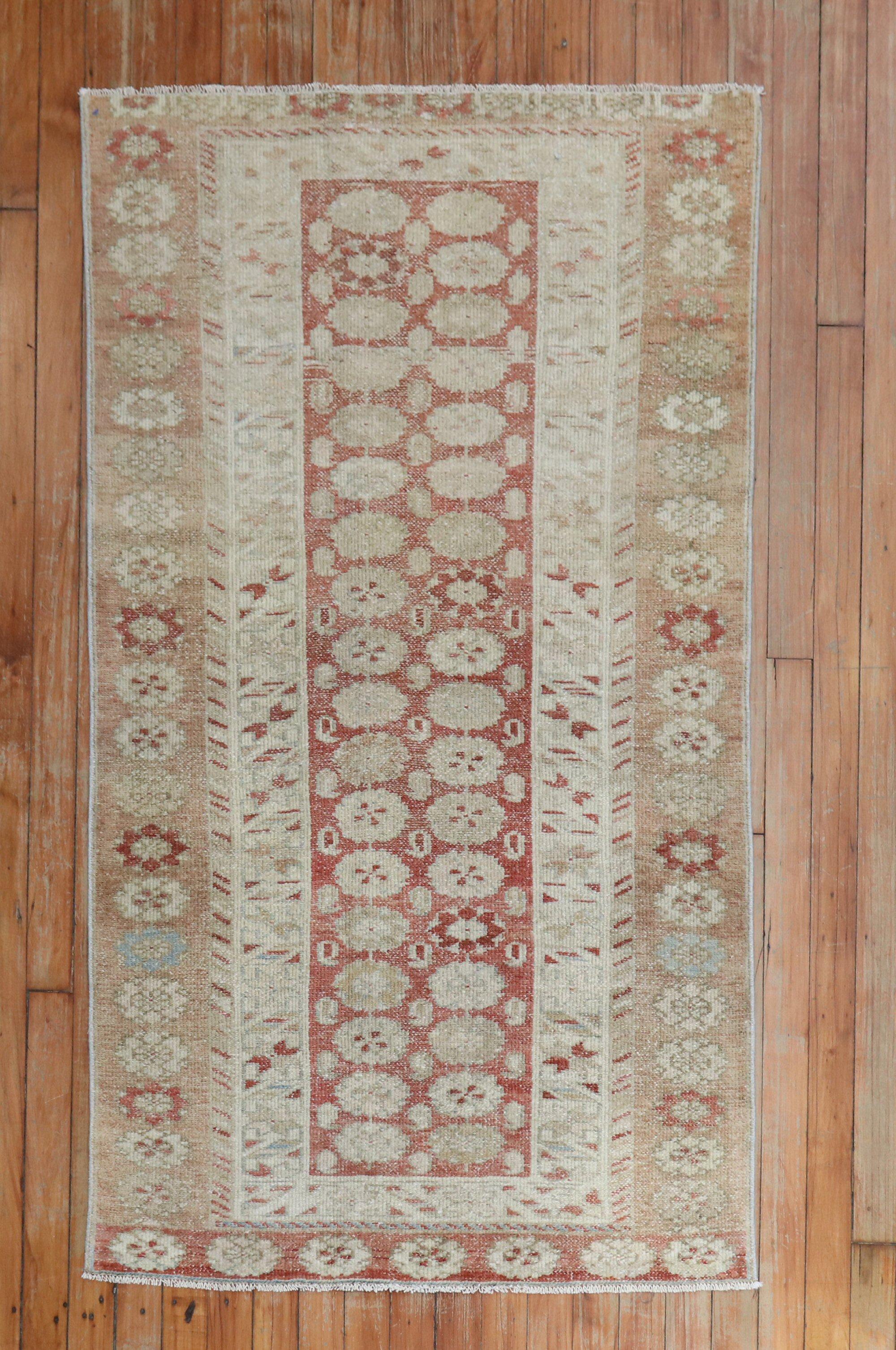 Tribal Soft Brown Persian Kurd Scatter Rug For Sale