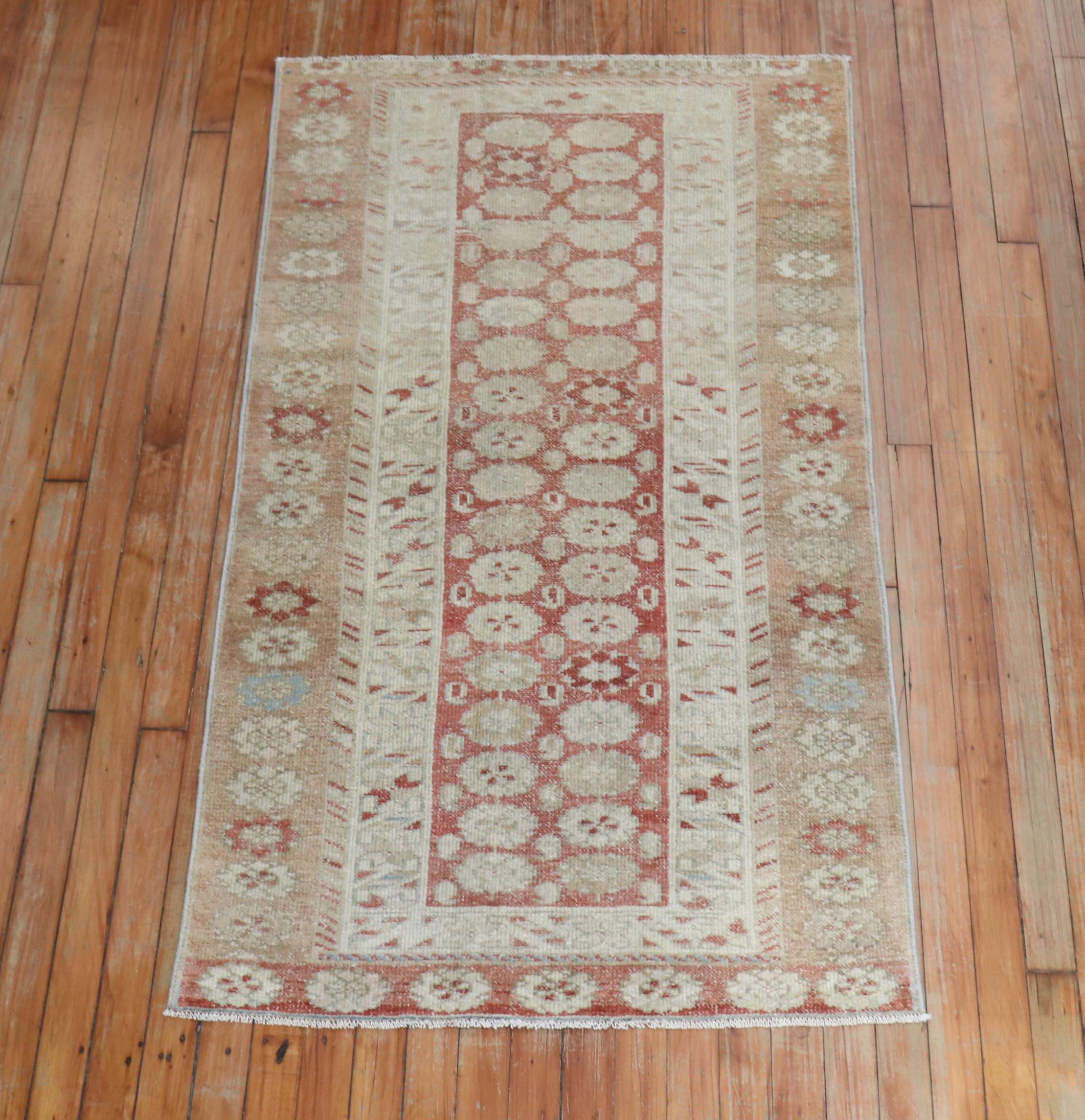 Hand-Woven Soft Brown Persian Kurd Scatter Rug For Sale