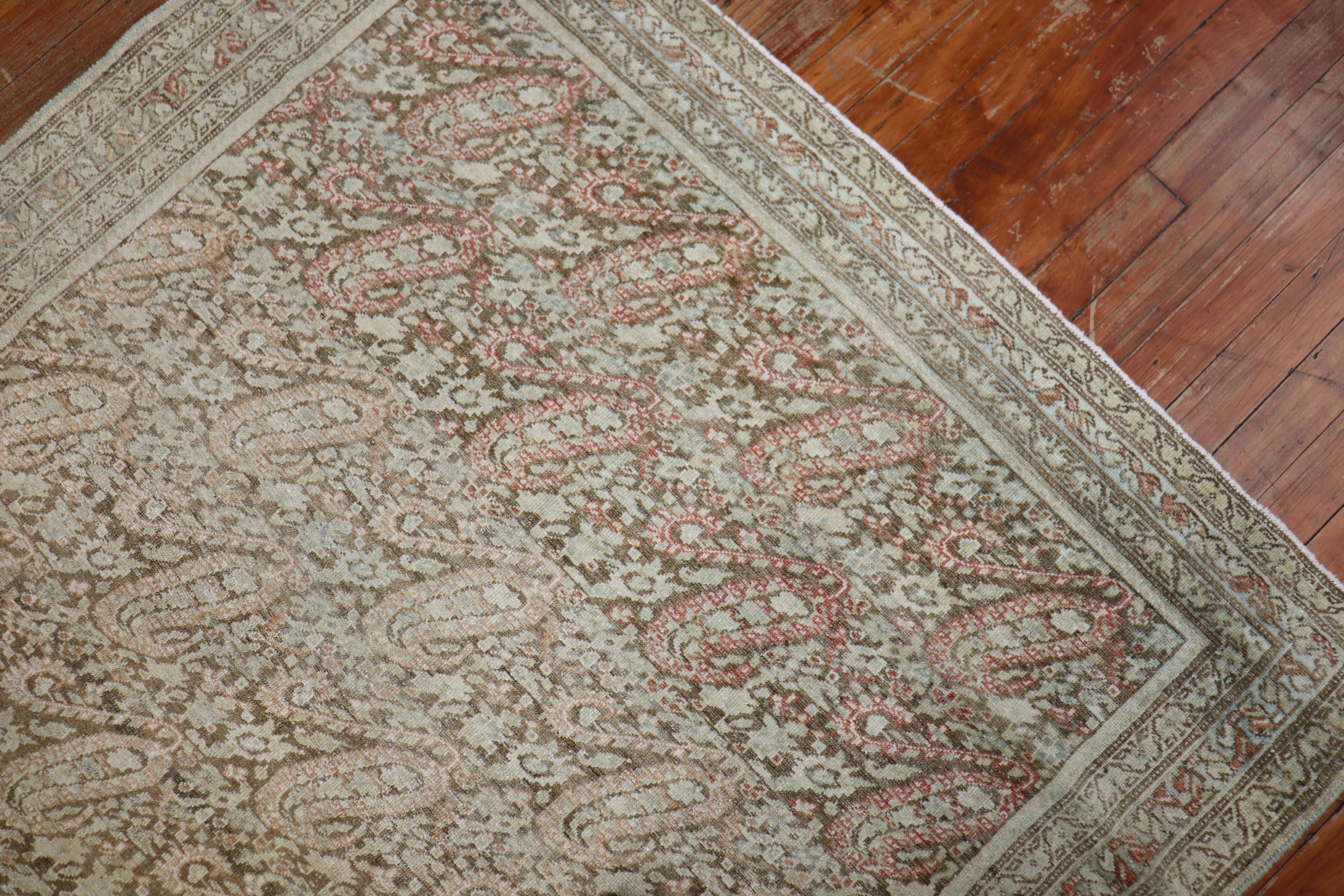 Soft Brown Terracotta Persian Paisley Malayer Rug In Good Condition For Sale In New York, NY