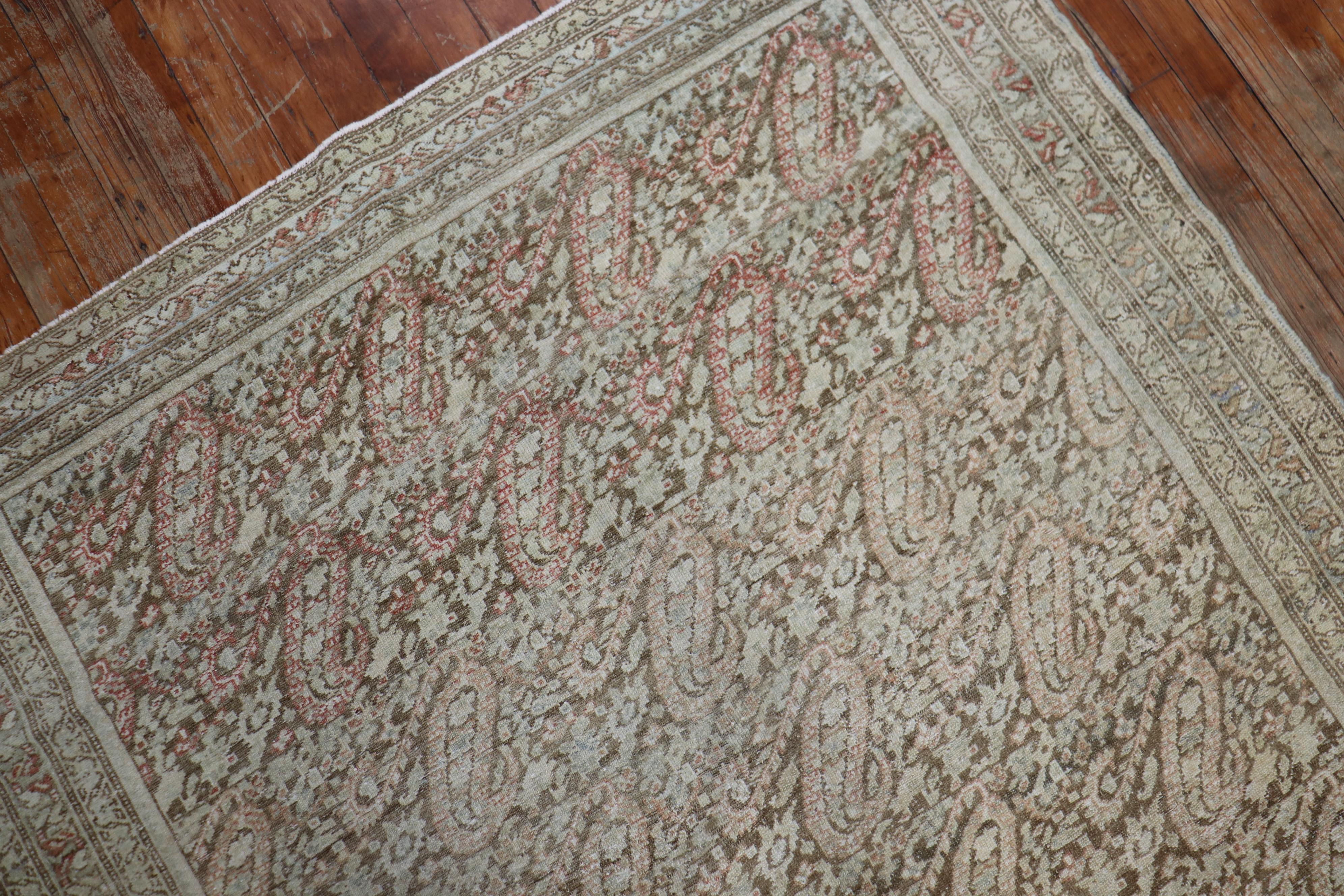 Wool Soft Brown Terracotta Persian Paisley Malayer Rug For Sale