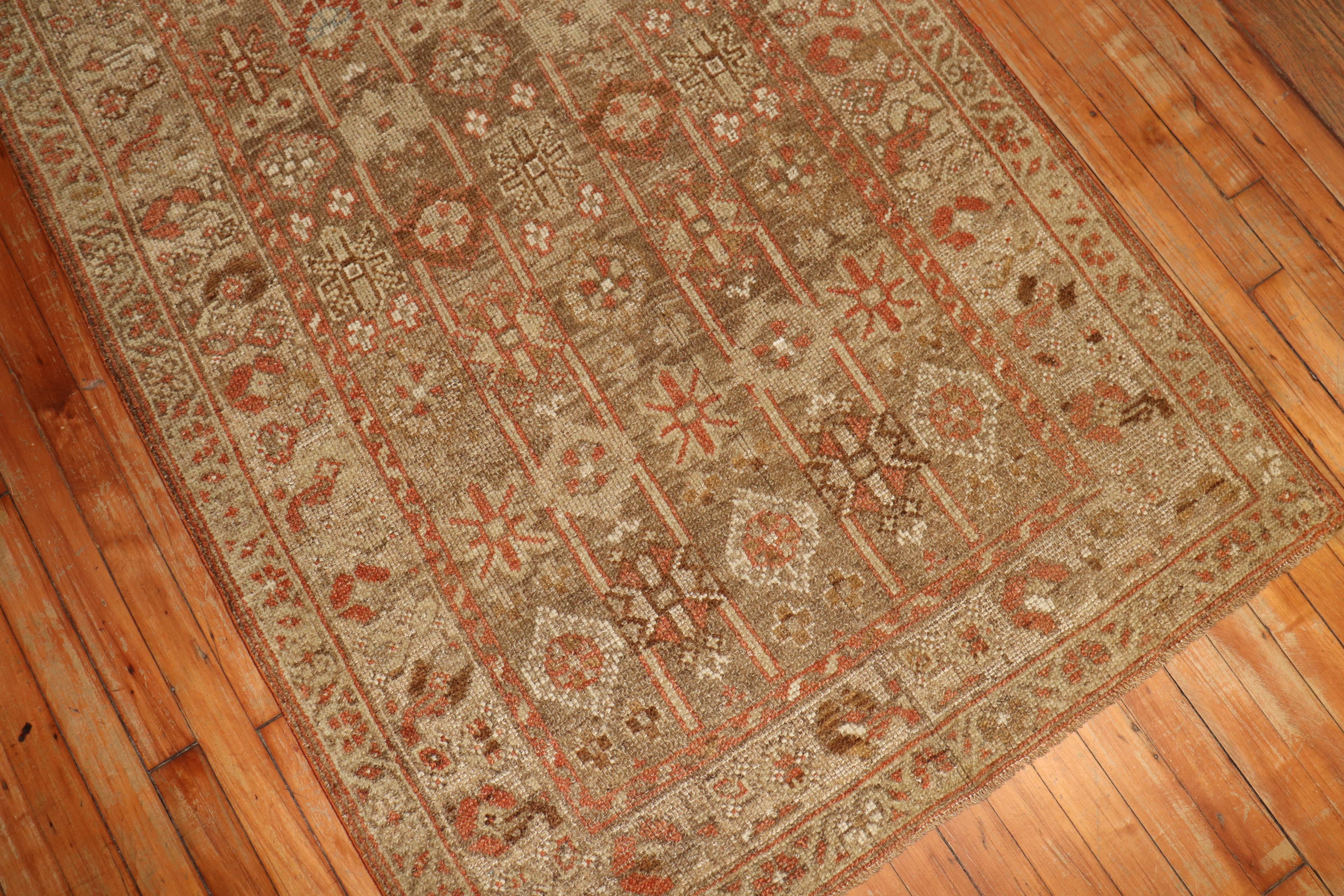 20th Century Soft Brown Tribal Persian Kurd Rug For Sale