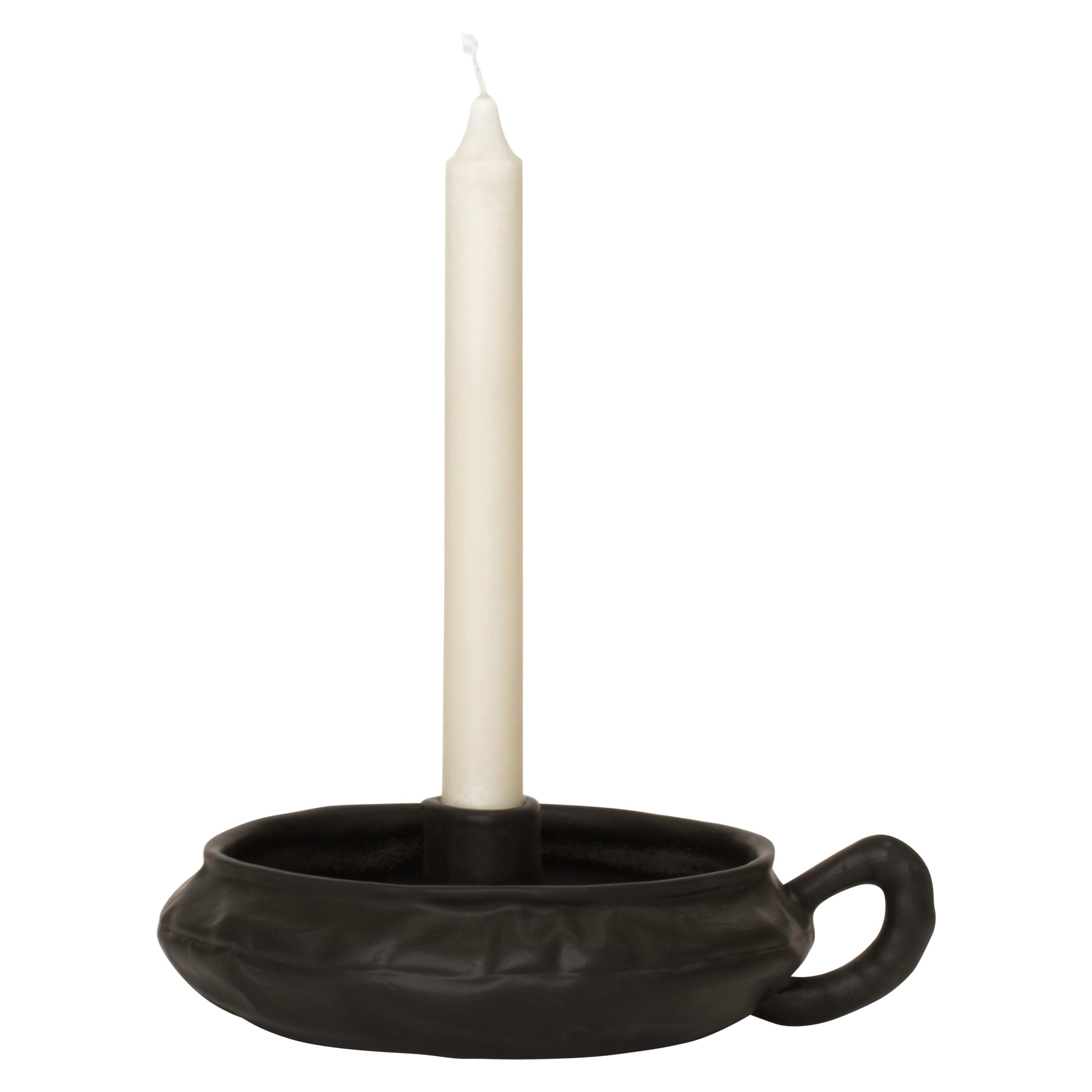 Soft Candleholder, Black Ceramics