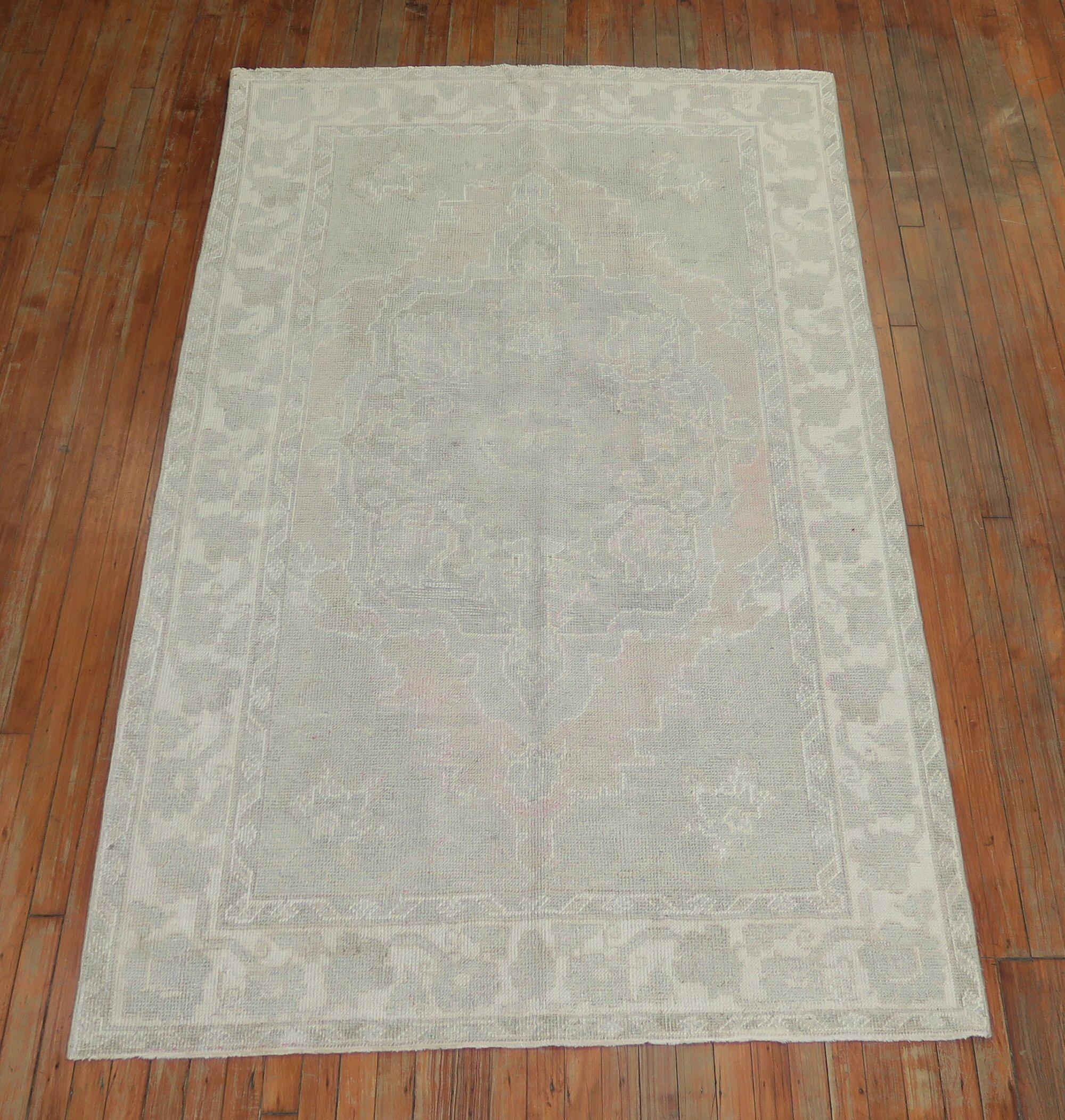 MId 20th century subtle color Turkish Oushak rug

Measures: 4'10'' x 8'.