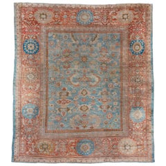 Soft Colored Rustic Antique Persian Sultanabad Carpet, circa 1890s