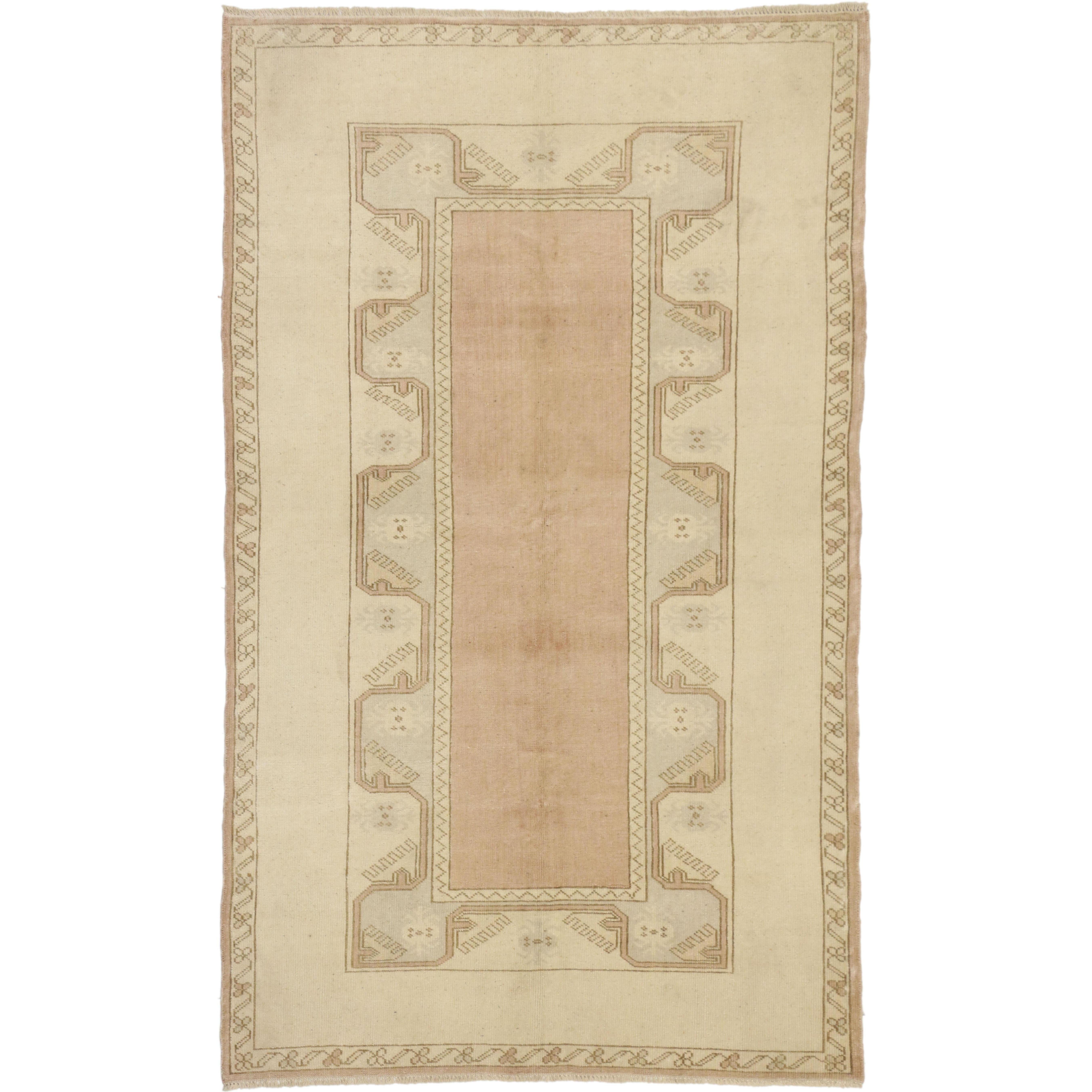Soft Colored Vintage Turkish Oushak Area Rug, Hall Accent Rug at 1stDibs