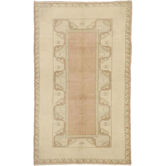 Soft Colored Vintage Turkish Oushak Area Rug, Hall Accent Rug at 1stDibs