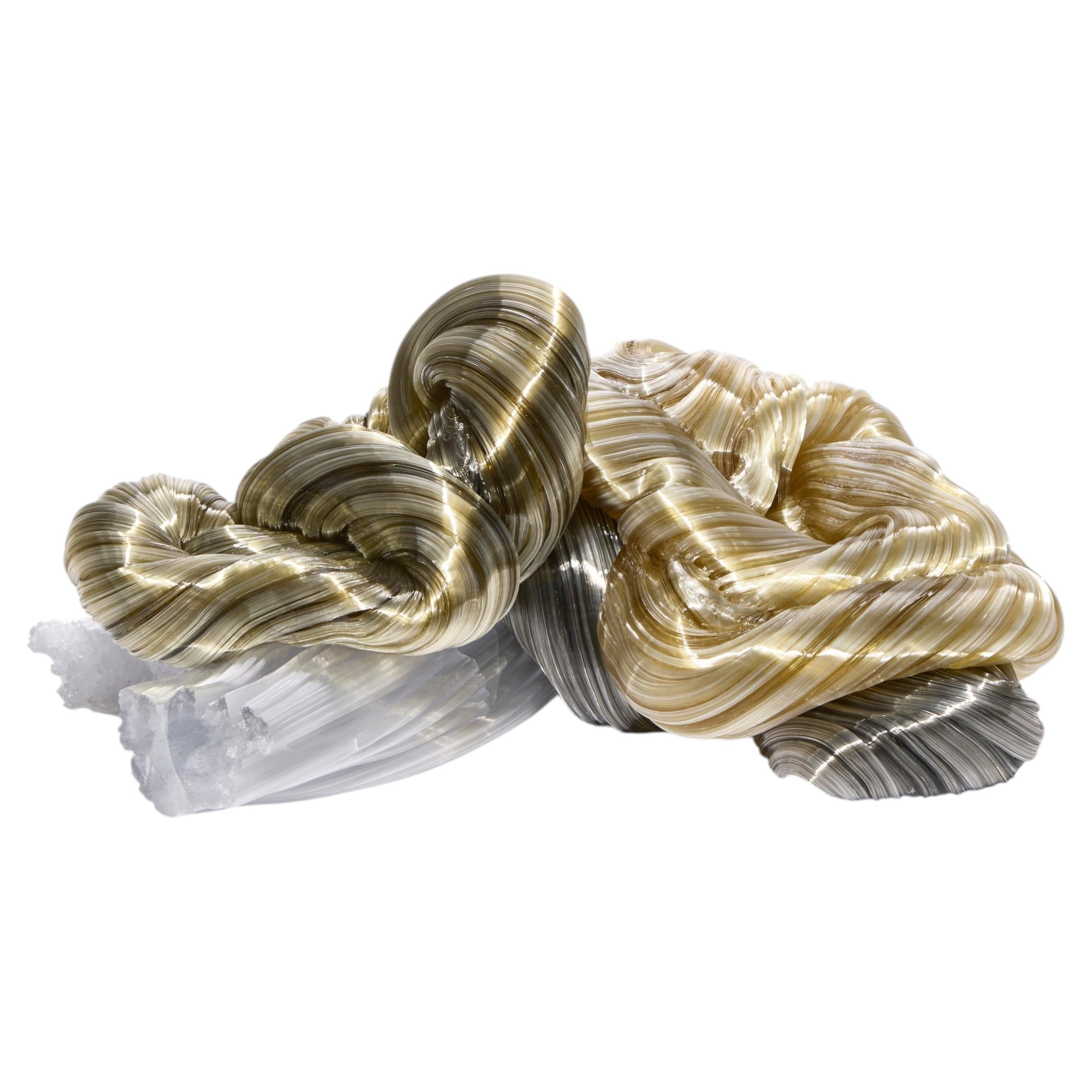 Soft Connections Golden, white, green & amber sculpture by Maria Bang Espersen