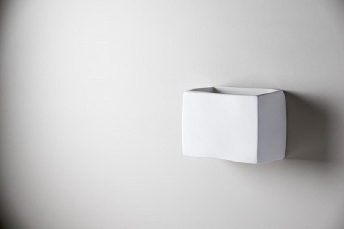 Organic Modern Soft Cube Contemporary Wall Sconce, Wall Light, White Plaster, Hannah Woodhouse For Sale
