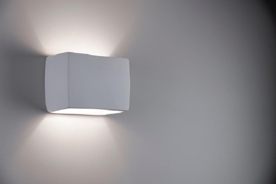 British Soft Cube Contemporary Wall Sconce, Wall Light, White Plaster, Hannah Woodhouse For Sale